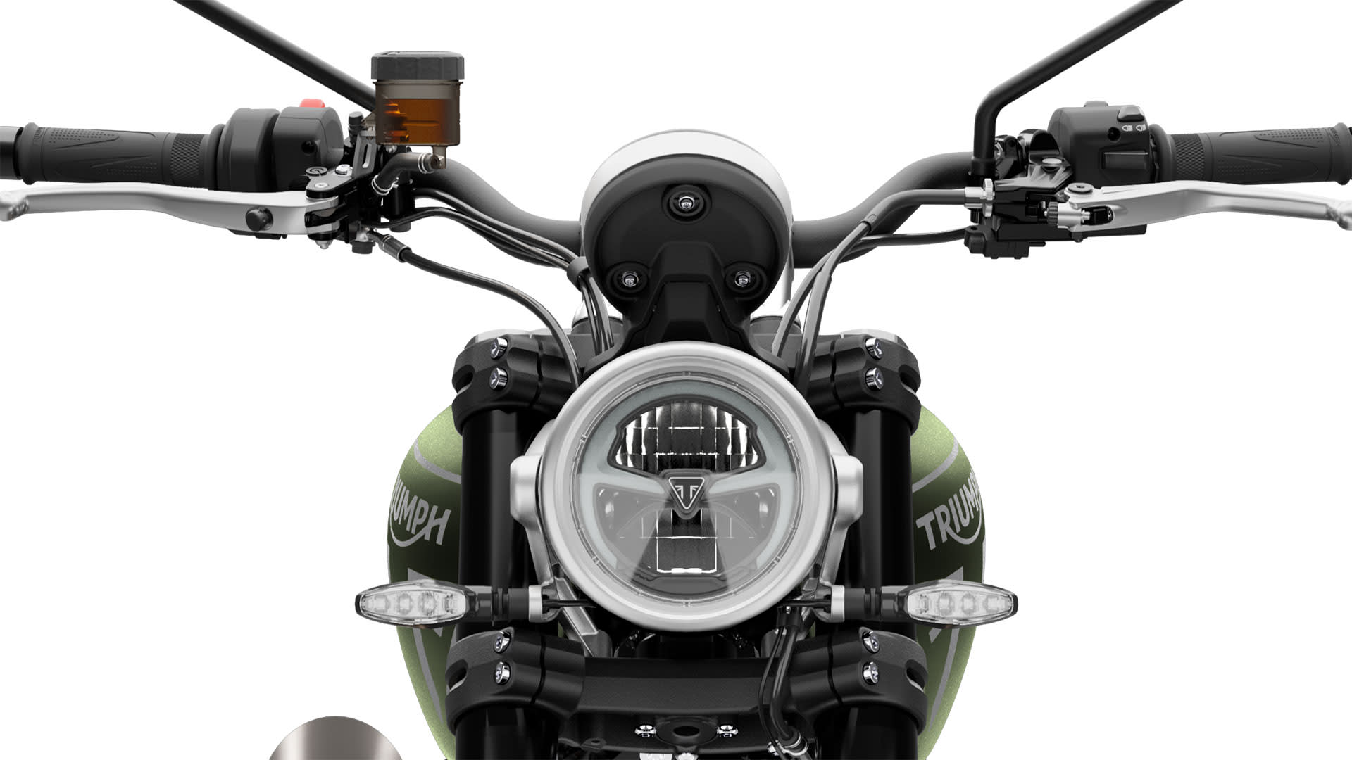 Triumph Scrambler 1200 X in Matt Khaki Green headlight