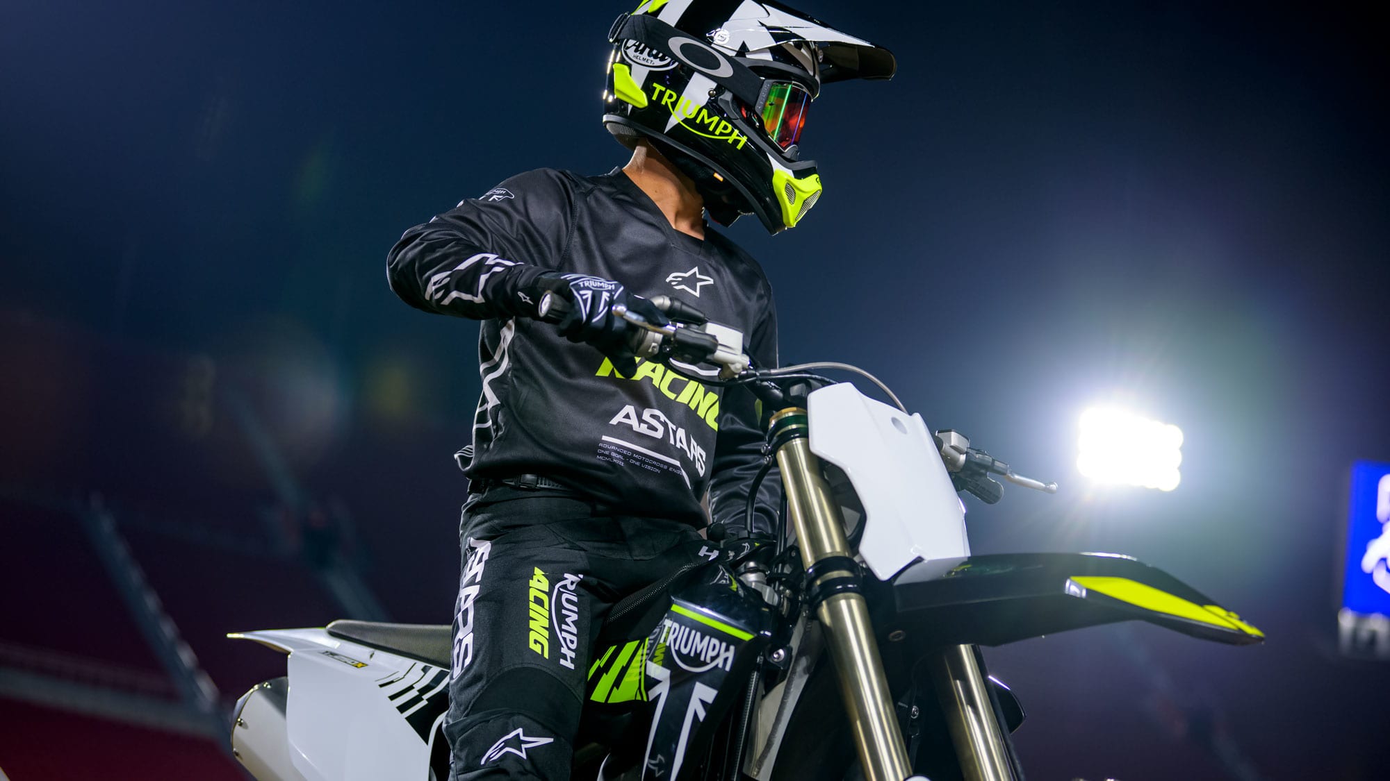 Triumph TF250 X racer motocross clothing in-use