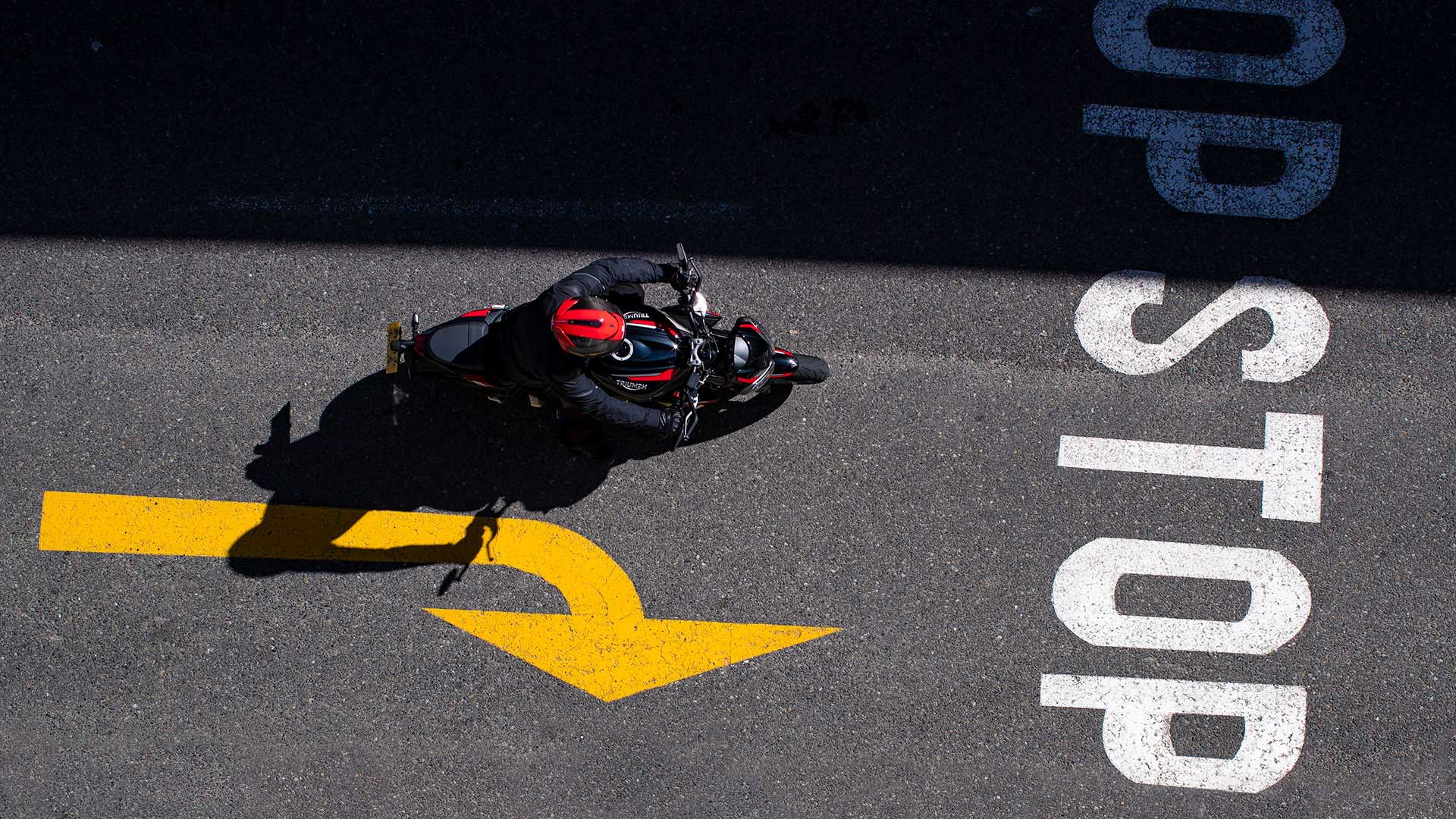 Birds-eye view shot of Triumph Street Triple R