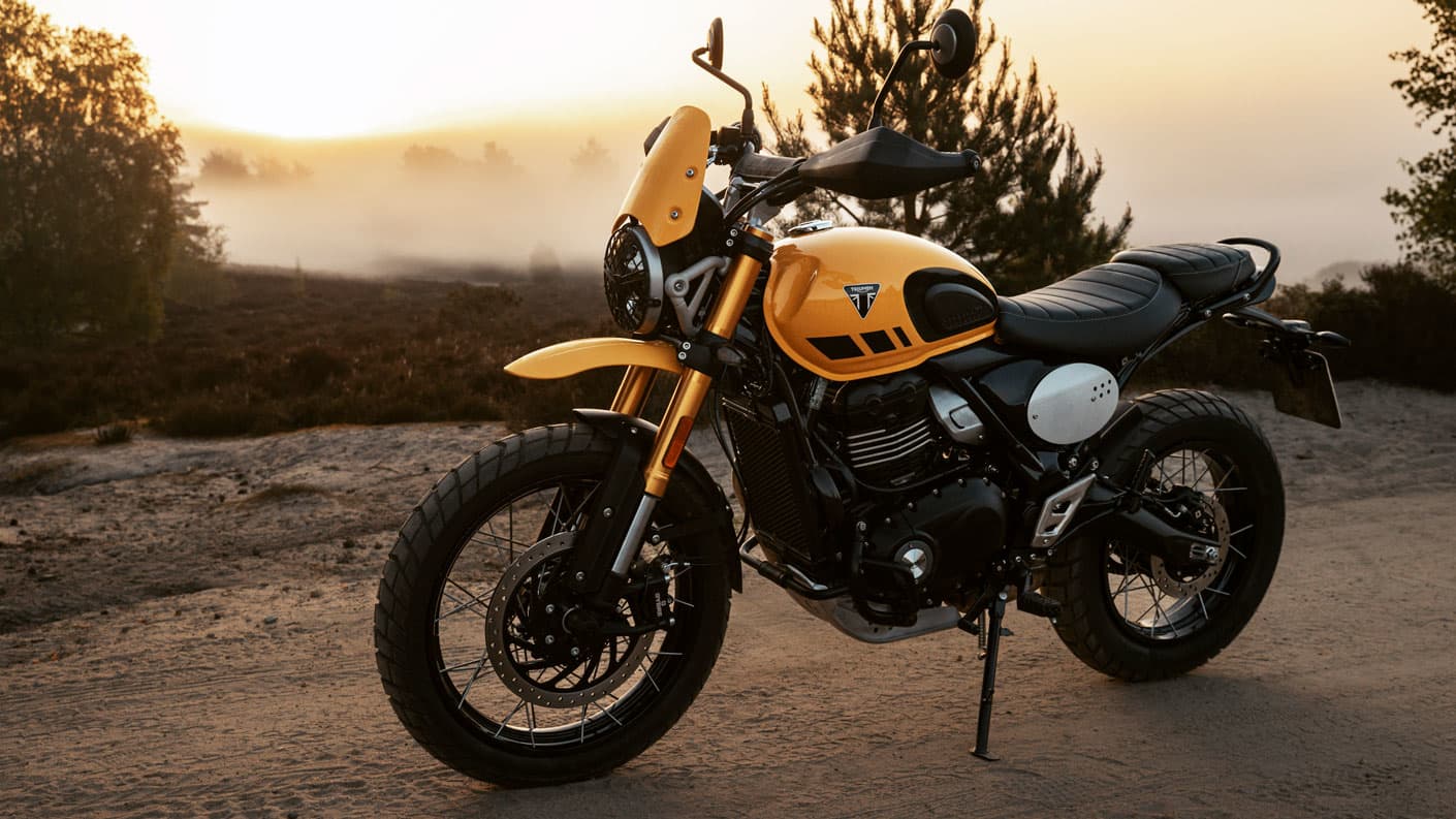 Racing Yellow Triumph Scrambler 400 XC