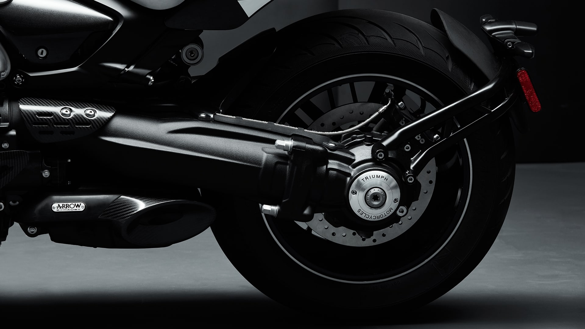 Triumph Rocket 3 TFC swing arm with premium detailing