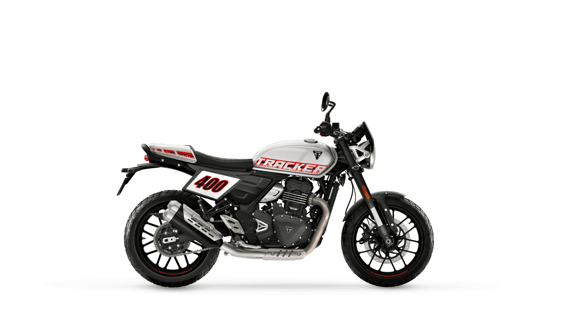 Triumph Tracker 400 in Aluminium silver right hand side