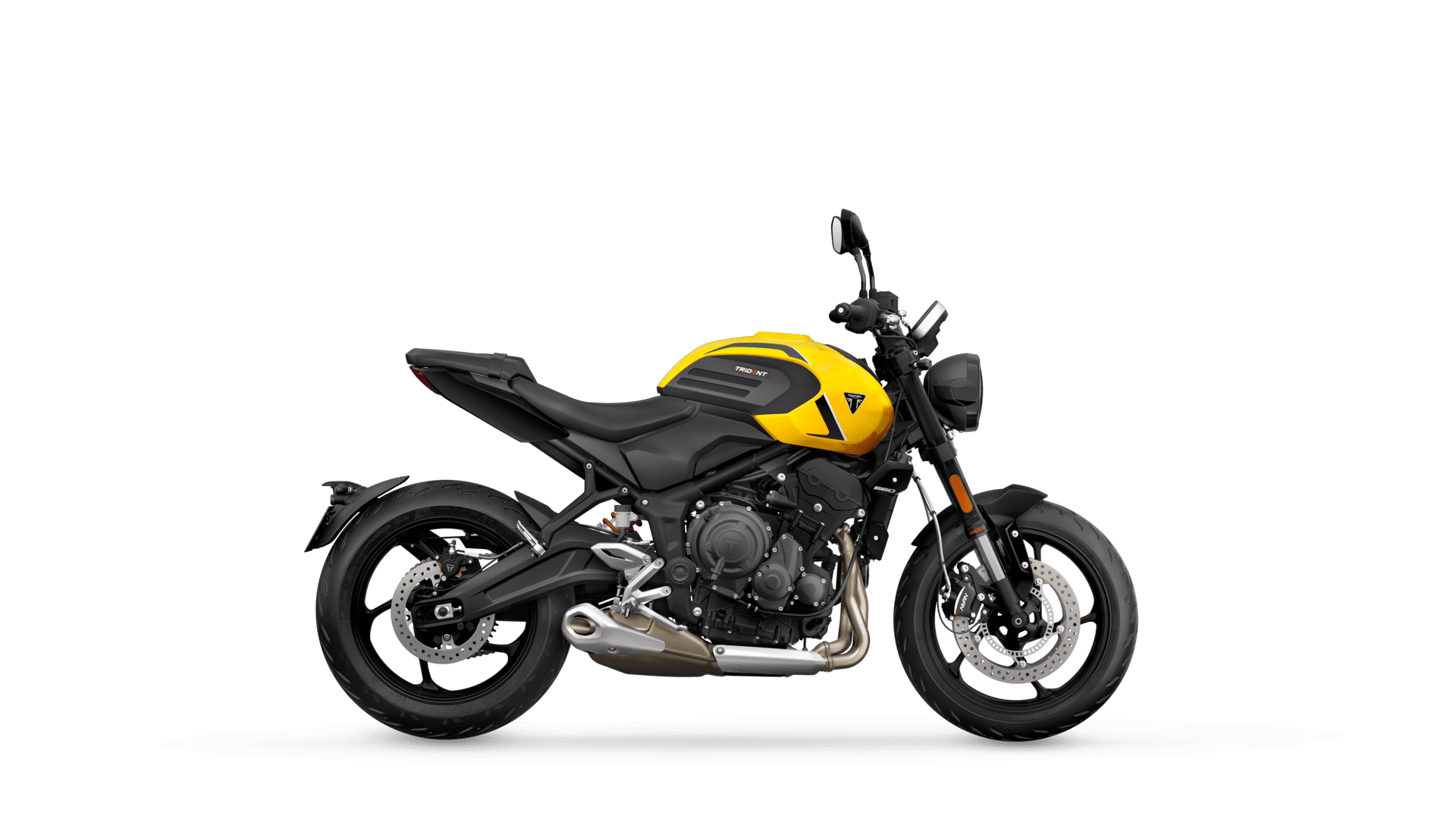 Trident 660 in Cosmic Yellow right hand side