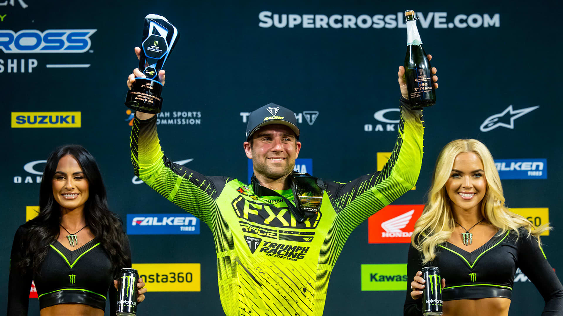 Jordan Smith secured Triumph Factory Racing's first AMA Supercross podium
