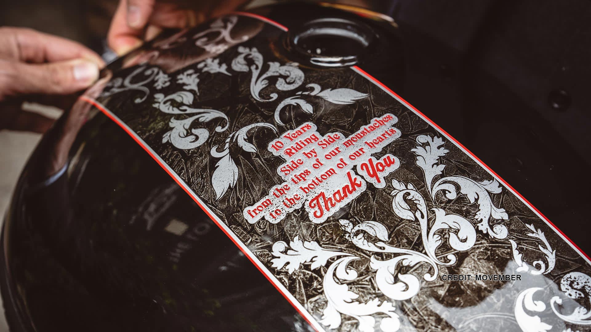 Movember Hand-painted commemorative Triumph tank)
