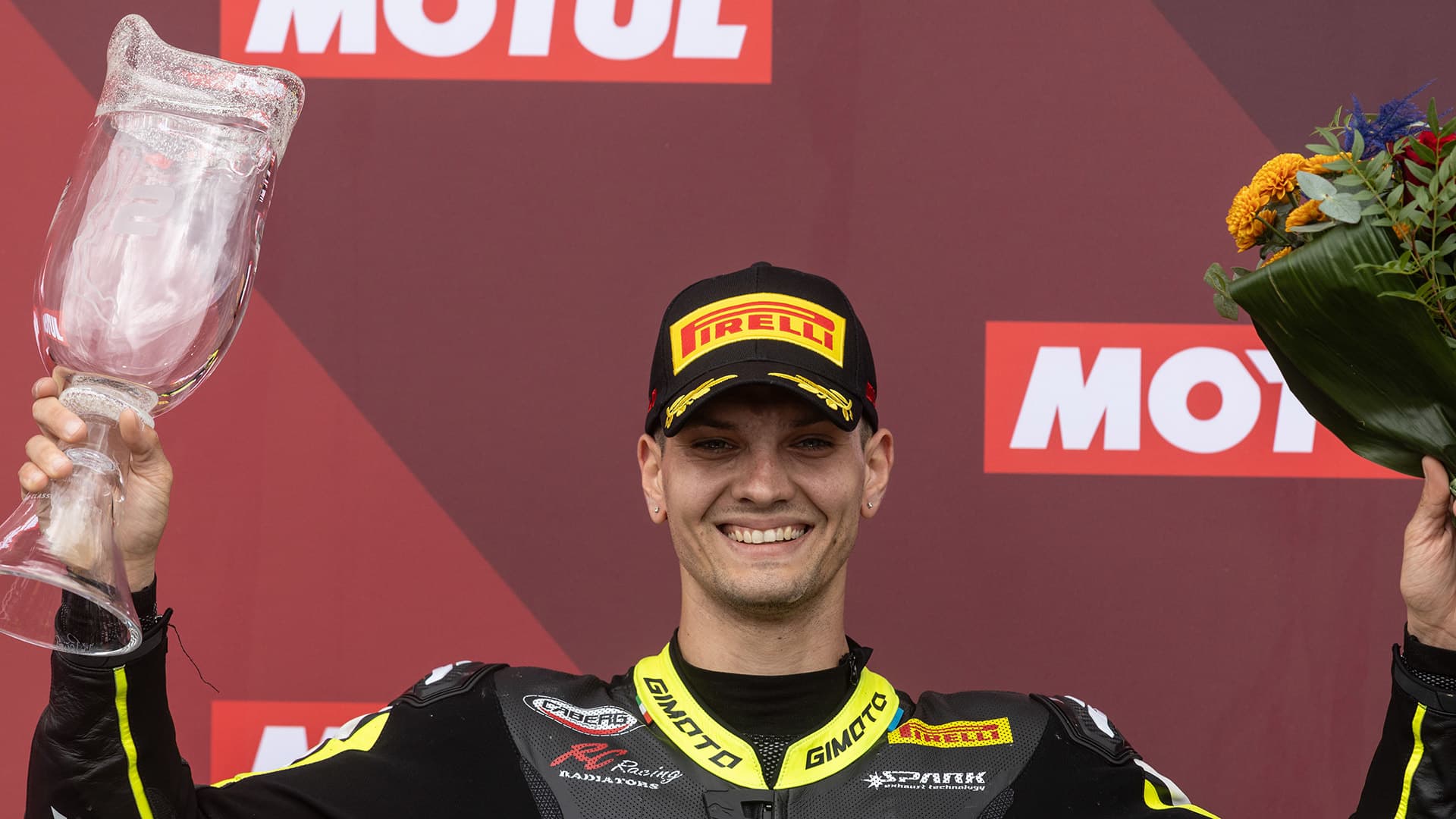 Bruno Ieraci celebrating his position at Autodrom Most