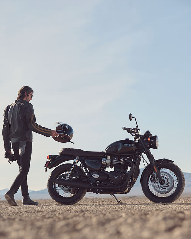 bonneville t120 bike in landscape