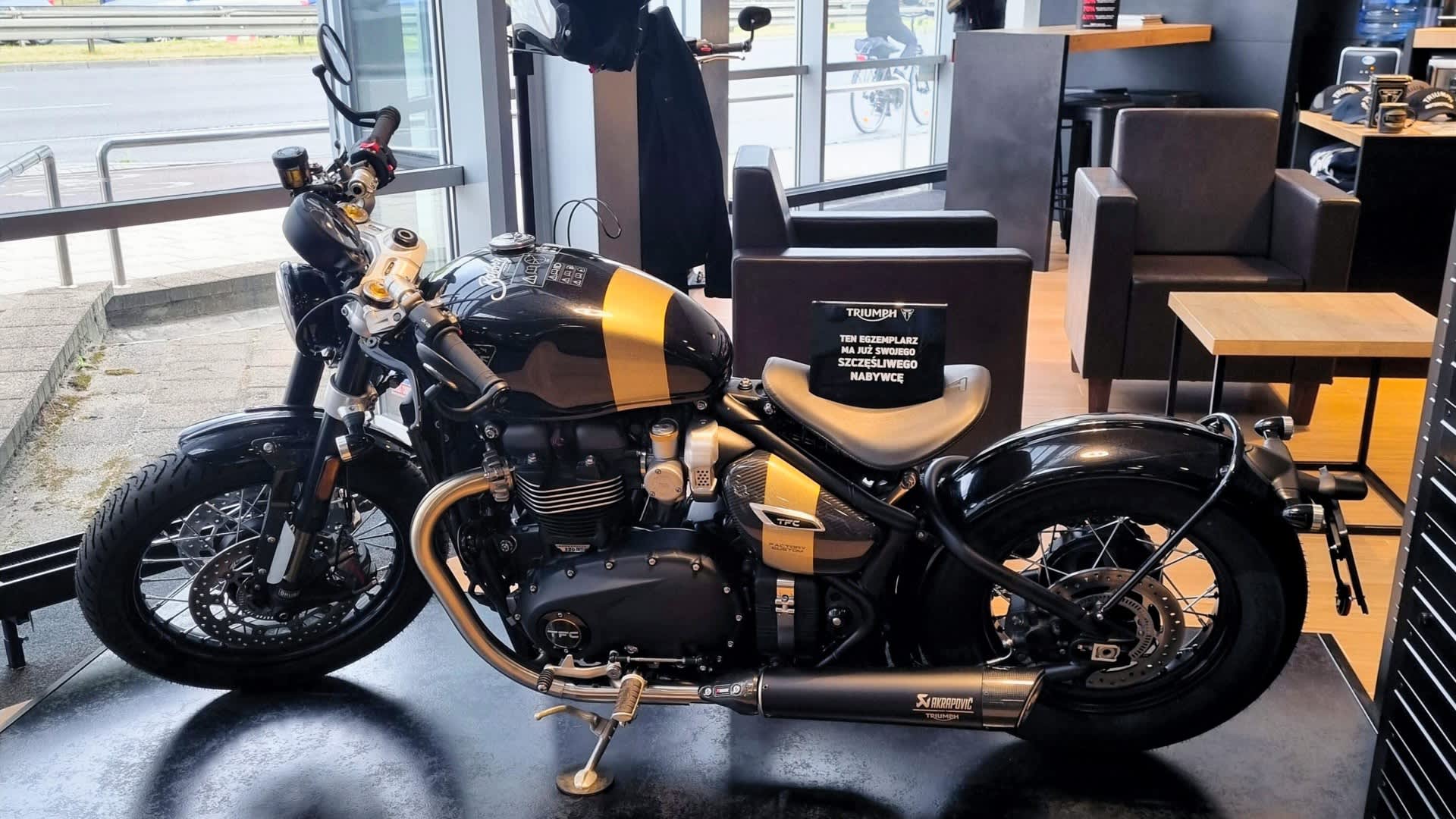 Side view stationary shot of Triumph Bonneville Bobber