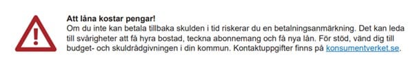 Sweden Offer Disclaimer