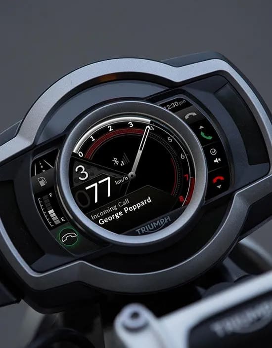 My Triumph Connectivity Module displaying the phone and music feature