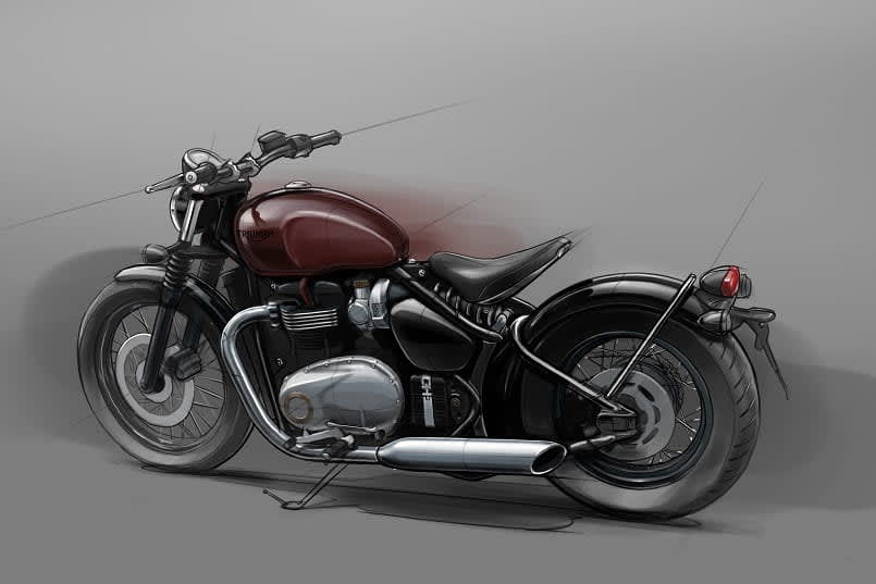 Triumph Bonneville Bobber Concept Design Sketch