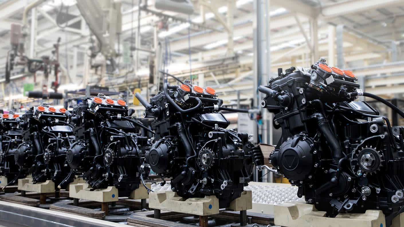 Triumph motorcycle factory line engines