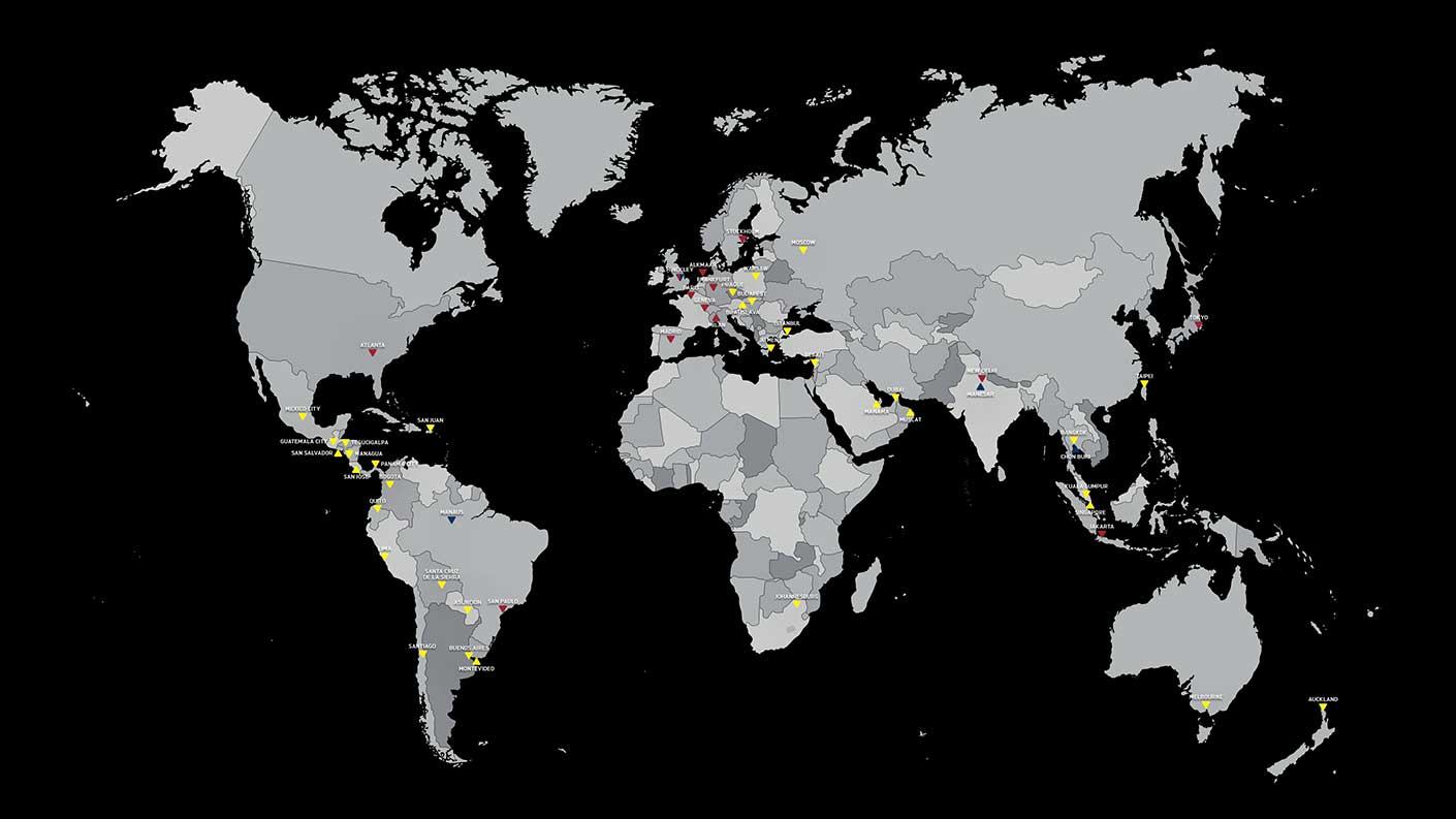 Map of Triumph subsidiaries and distributors