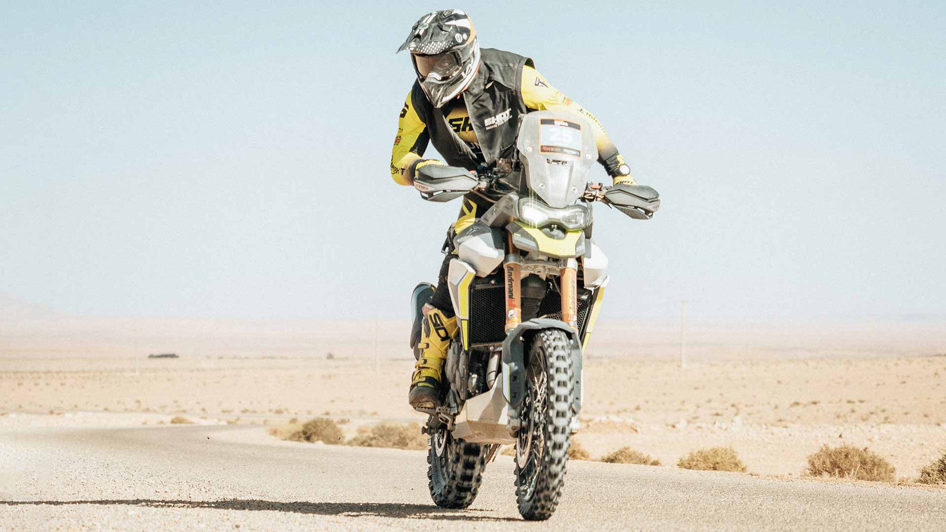 Ivan Cervantes Riding a Triumph Tiger 900 Rally Pro the 100 Dunas Raid in Morocco