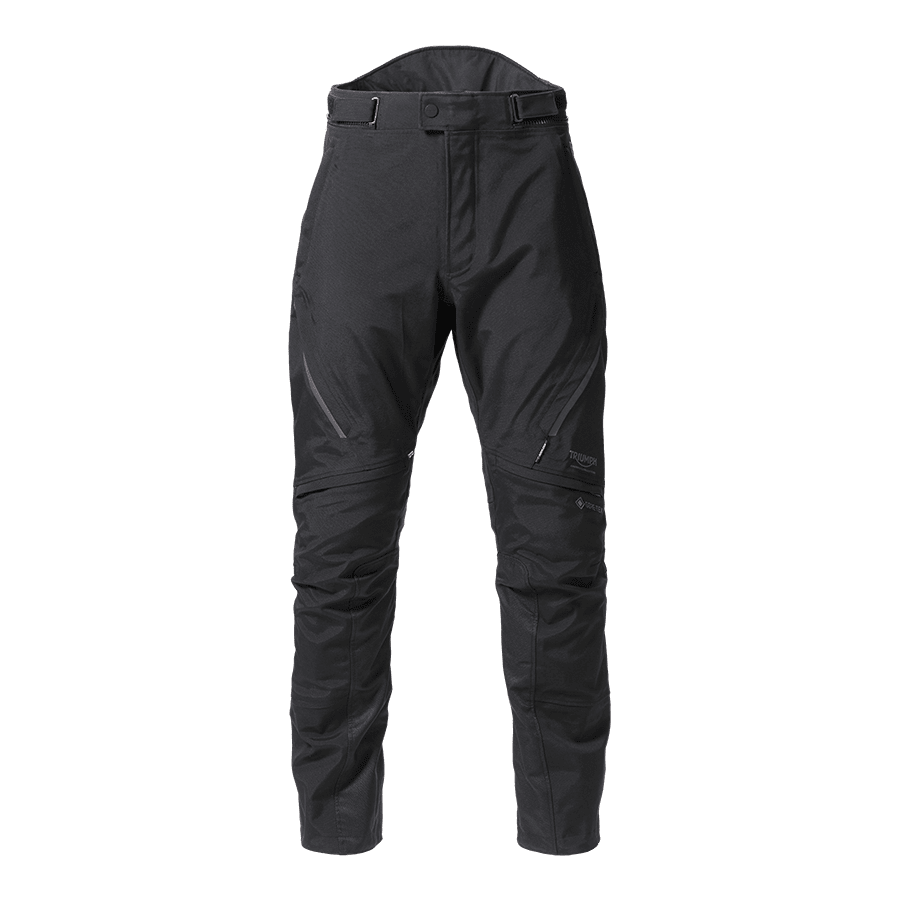 Triumph Motorcycle Adventure Clothing Alder GTX Jean Black Front Flat Shot