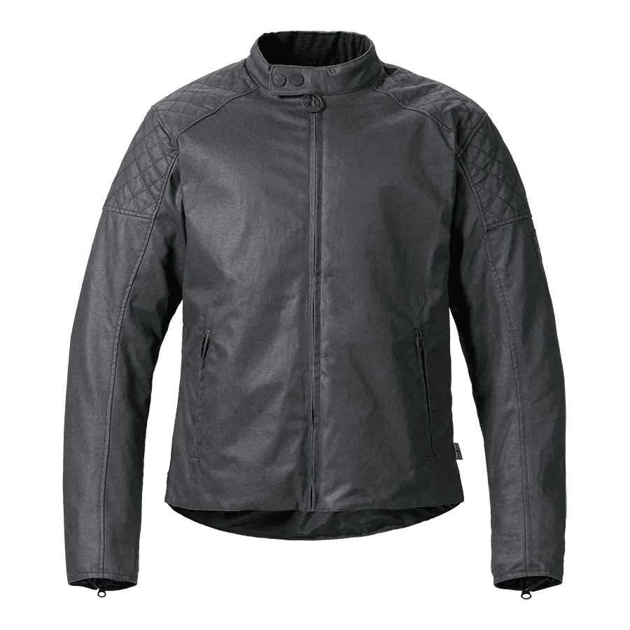 Triumph Motorcycle Modern Classic Clothing Braddan Wax Jacket Black Front Flat Shot