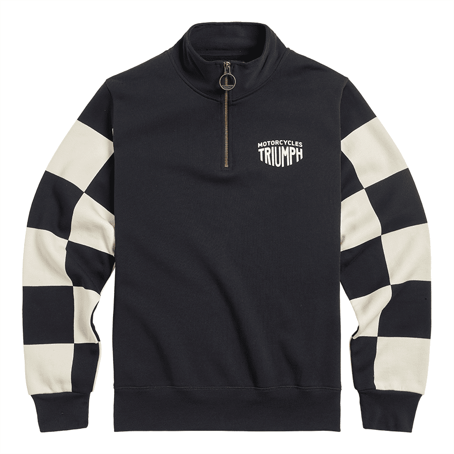 Prewitt Quarter Zip Sweatshirt in Schwarz und Elfenbeinfarben