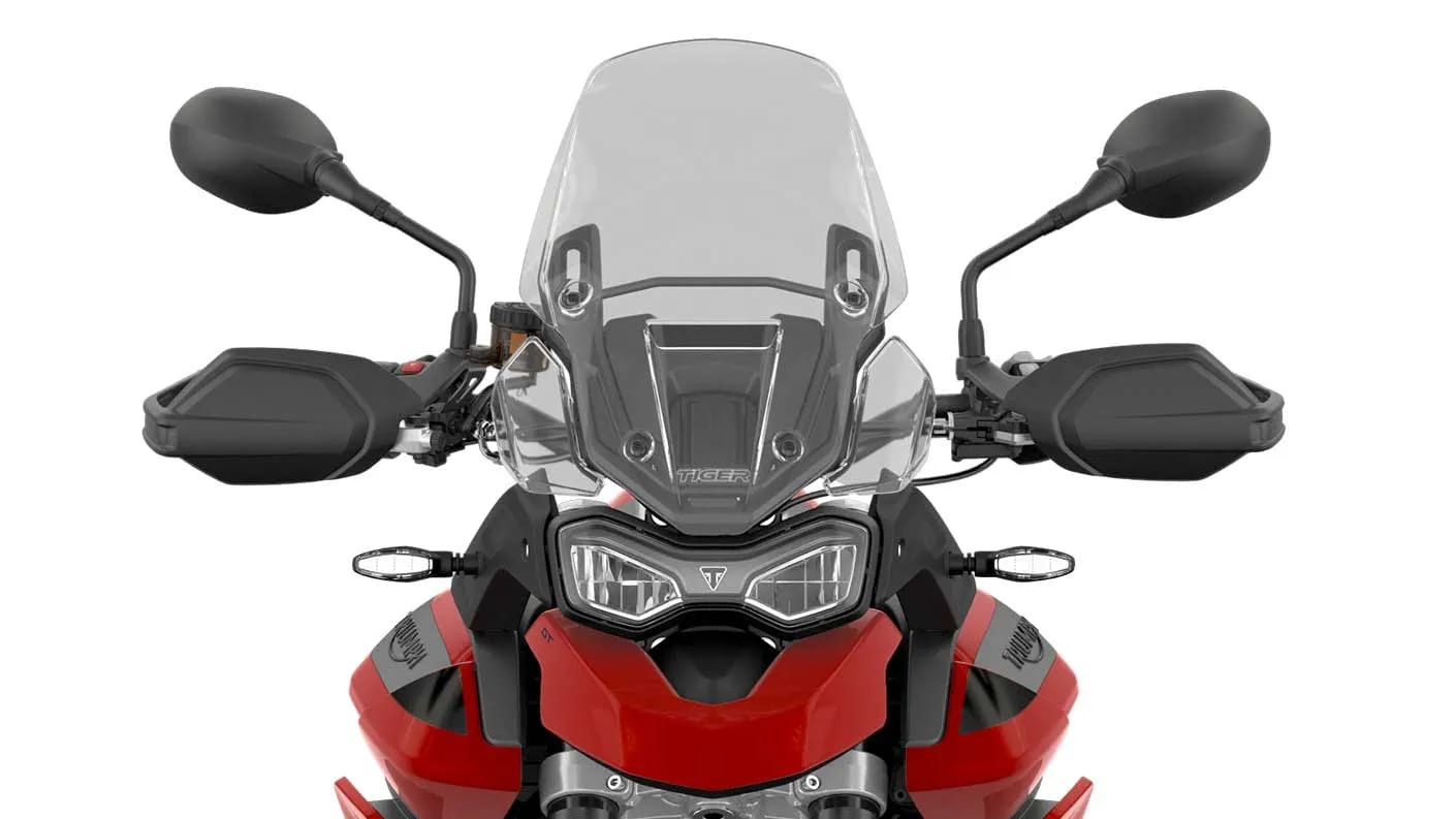 CGI close-up of the front view of a Tiger 900 GT 