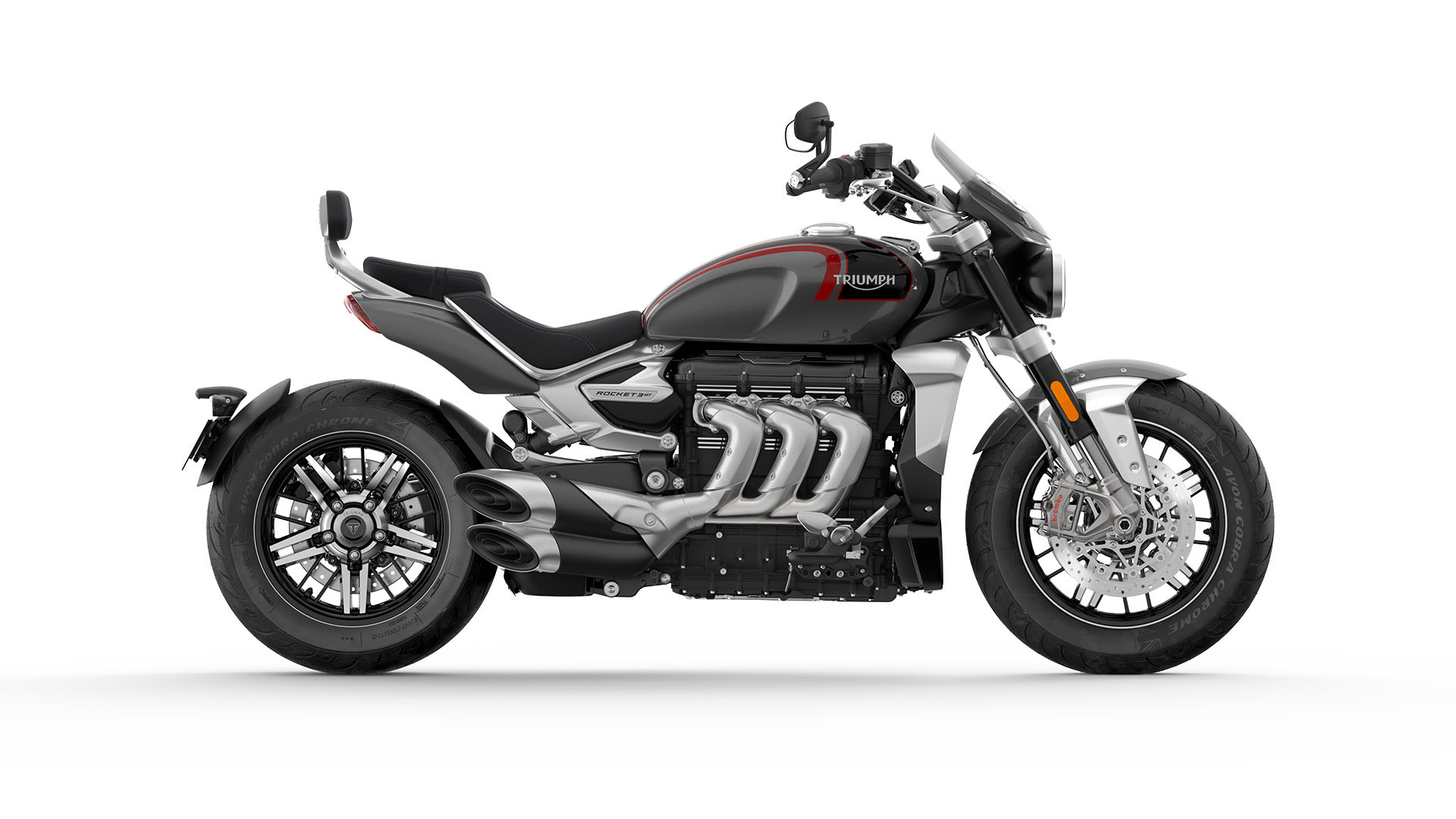 Side CGI shot of Triumph All-new Silver Ice and storm grey colour of the Rocket 3 GT. 