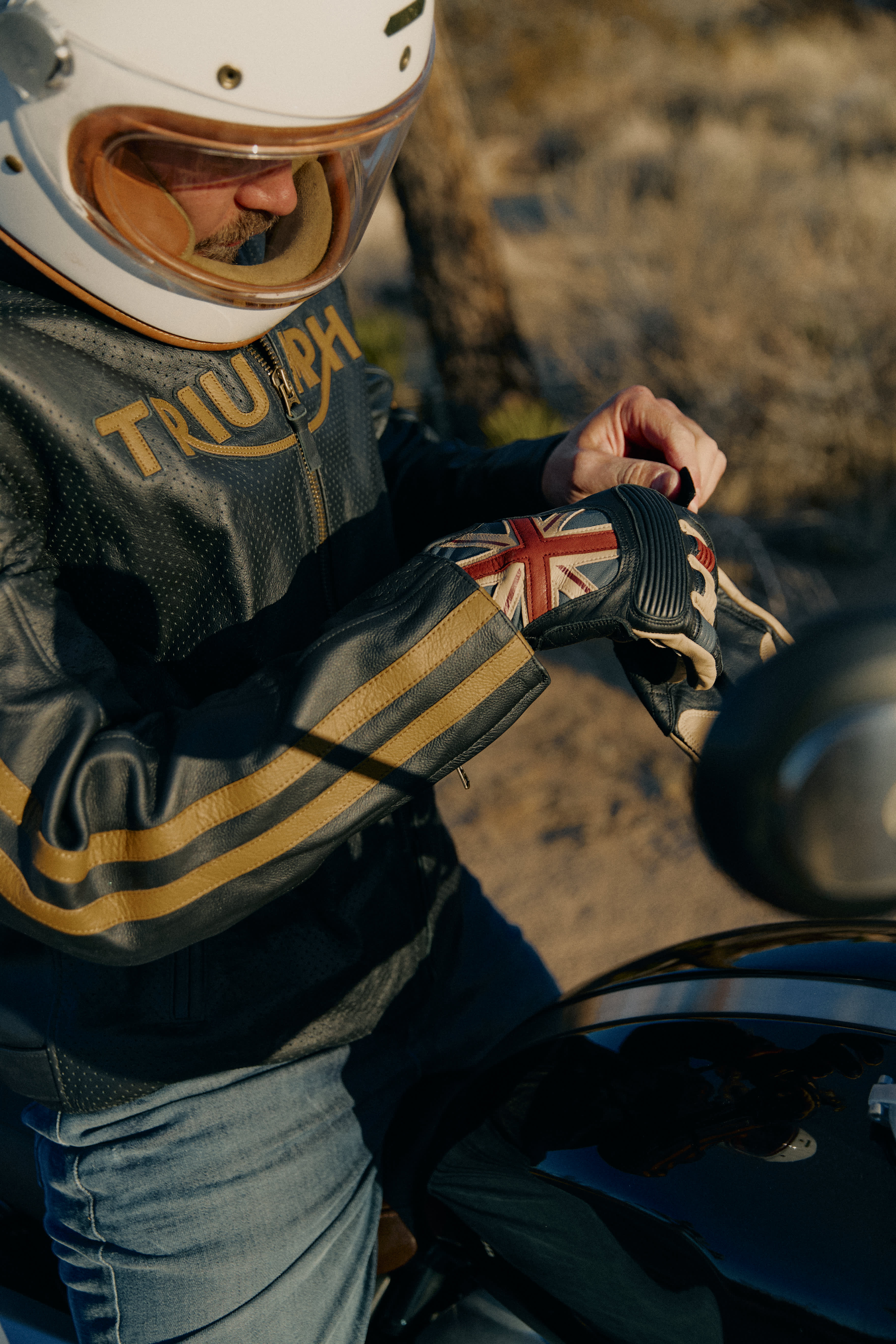 Mono Union Jack Flag Mesh Leather Motorcycle Gloves | Motorcycle