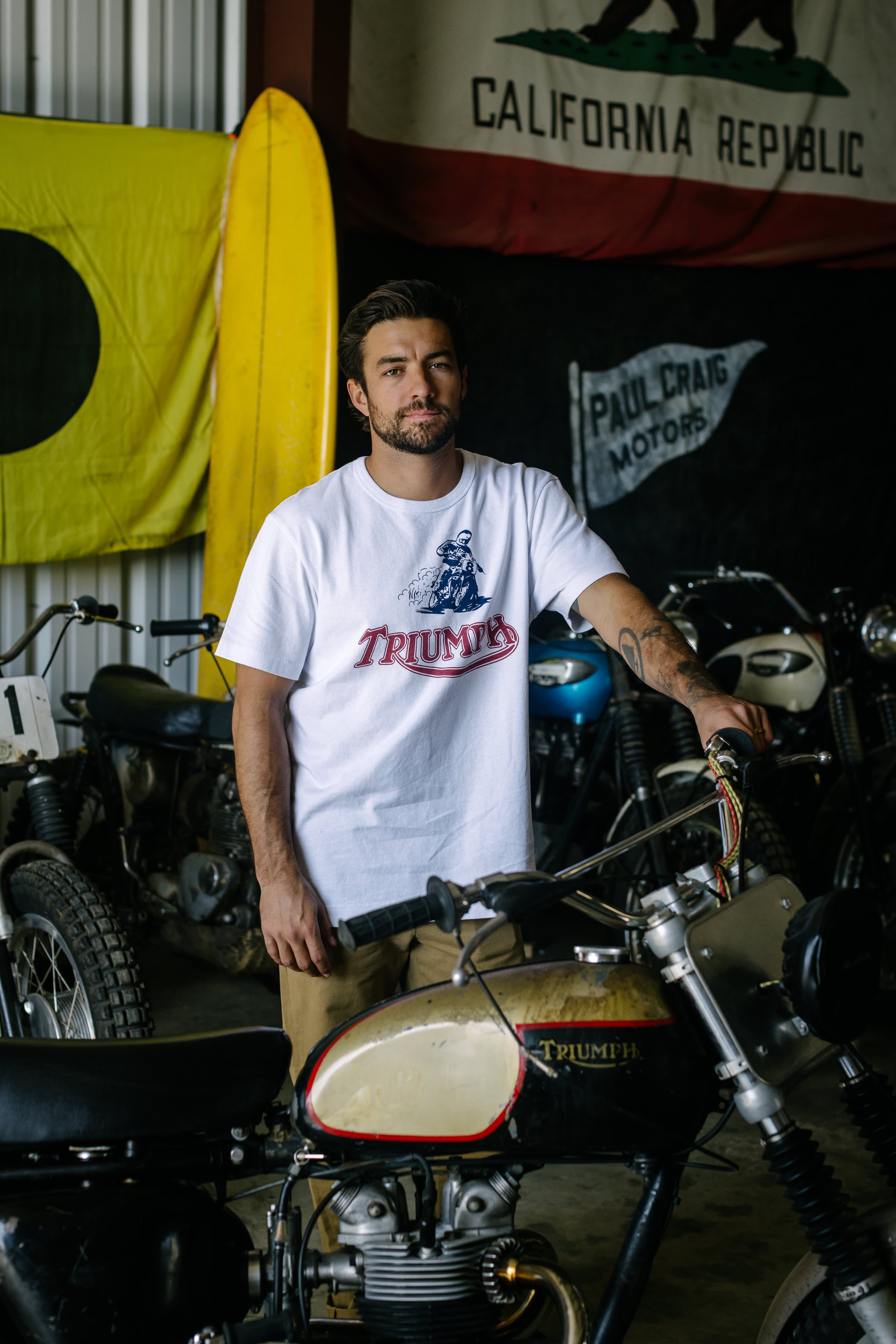 Archive Heavyweight Graphic Tee in White | Triumph Heritage