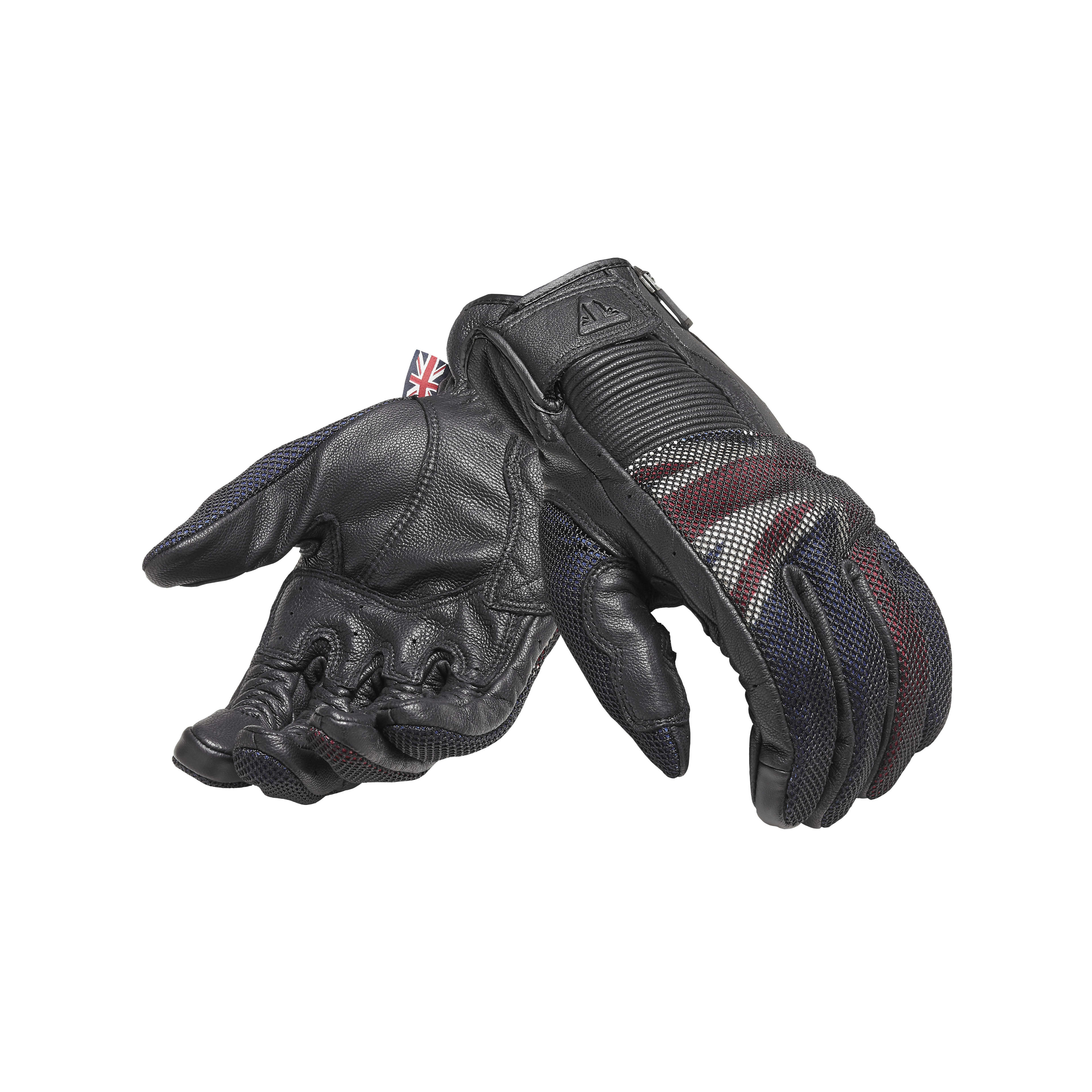 Union Jack Flag Mesh Leather Motorcycle Gloves | Motorcycle Clothing