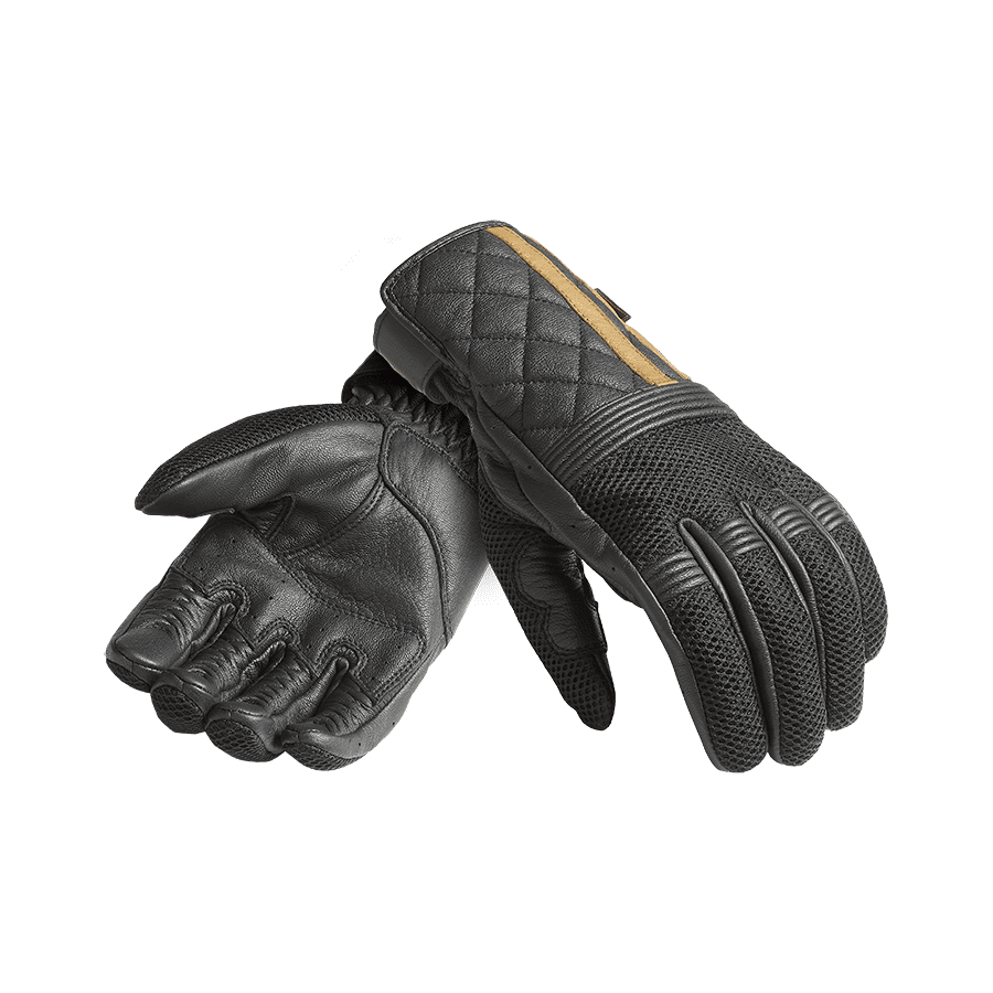 Sulby Mesh Riding Gloves in Black with Gold Stripe | Motorcycle