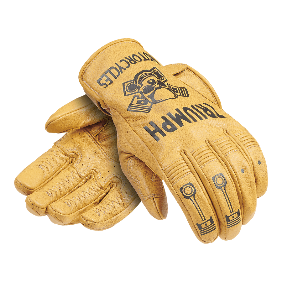 Piston Leather Gloves in Yellow & Black | Motorcycle Clothing