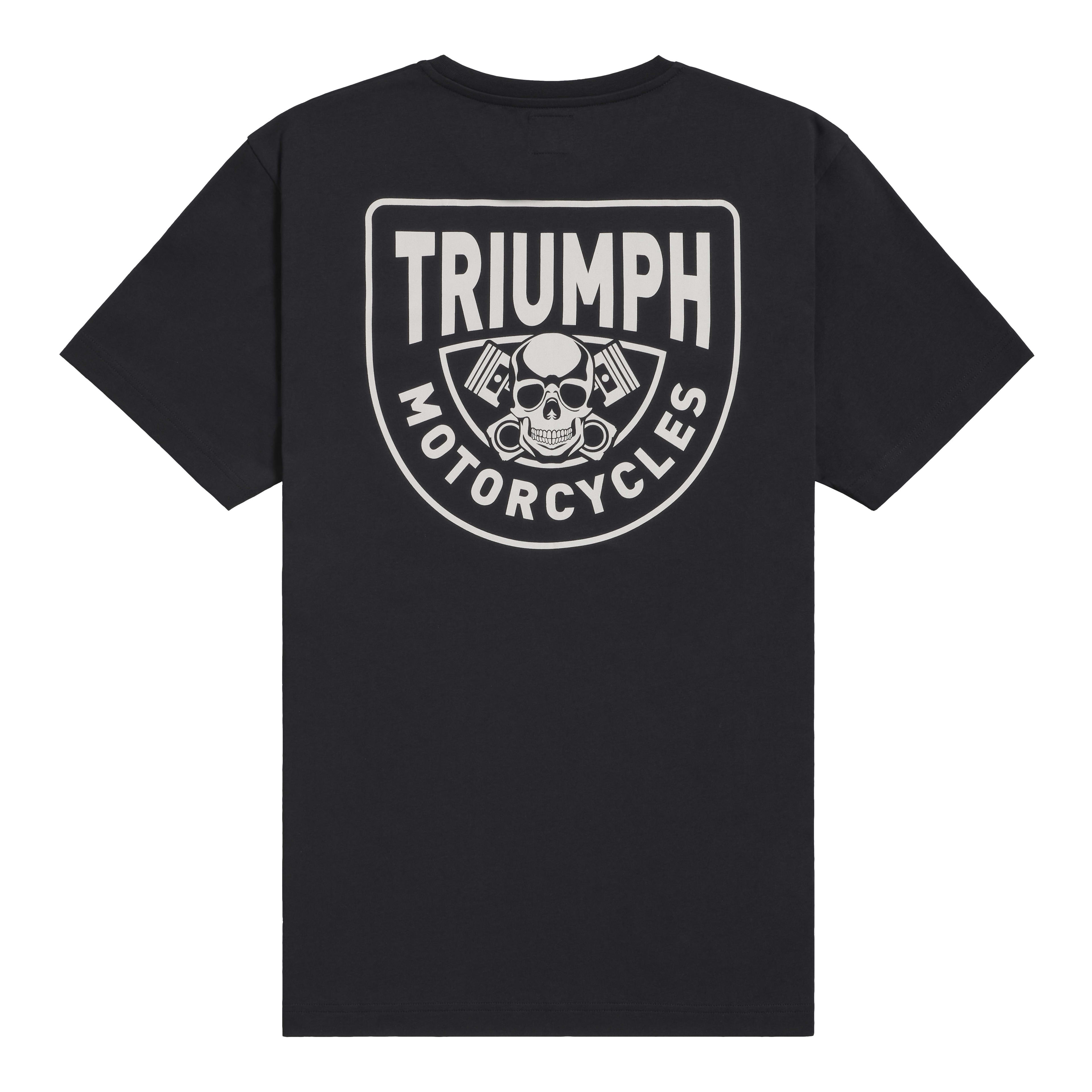 THOMPSON'S TRIUMPH CYCLES Tシャツ M Piston Rich Graphic Tee in Black | Casual Clothing