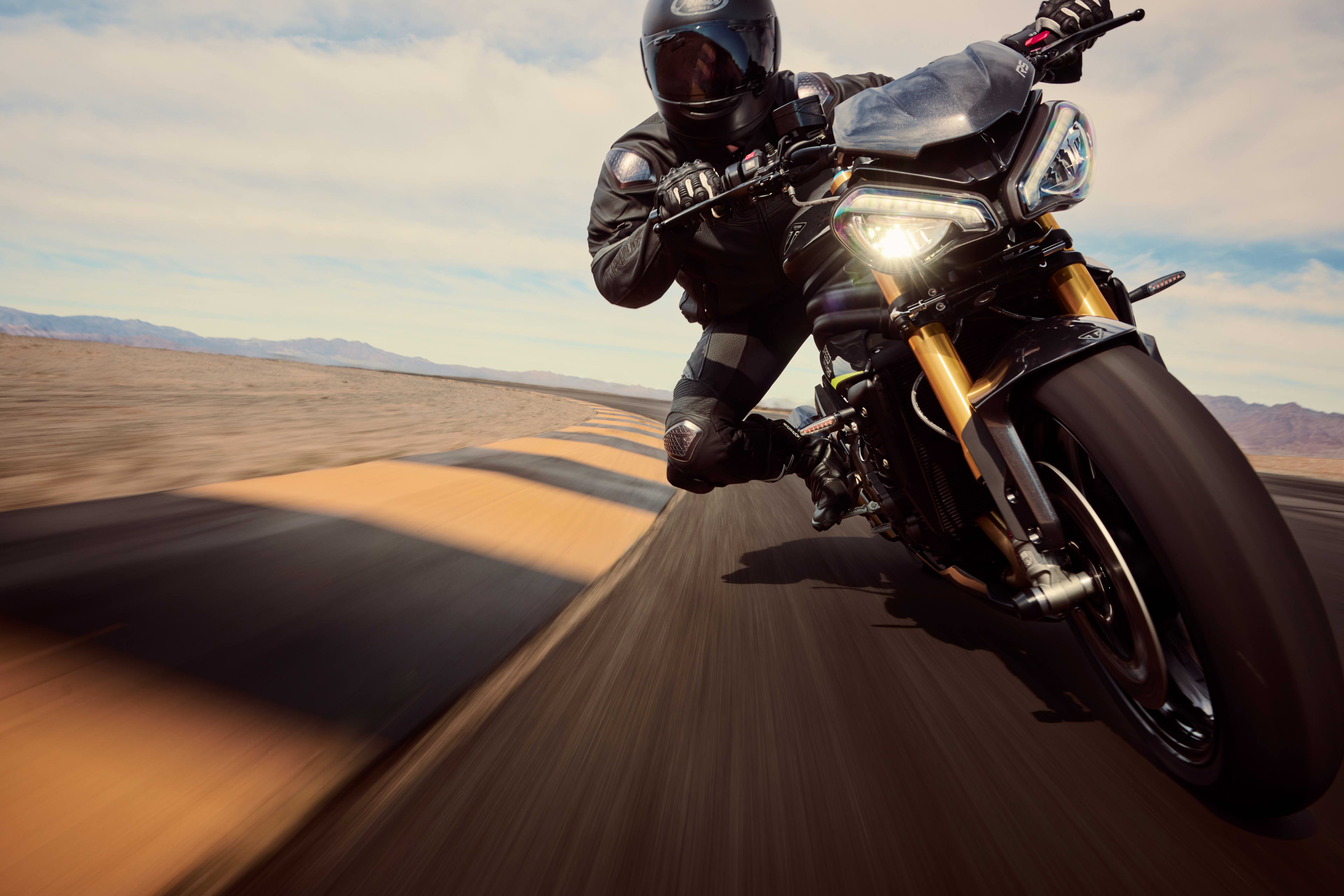 Close up view of the front of the Speed Triple 1200 RS