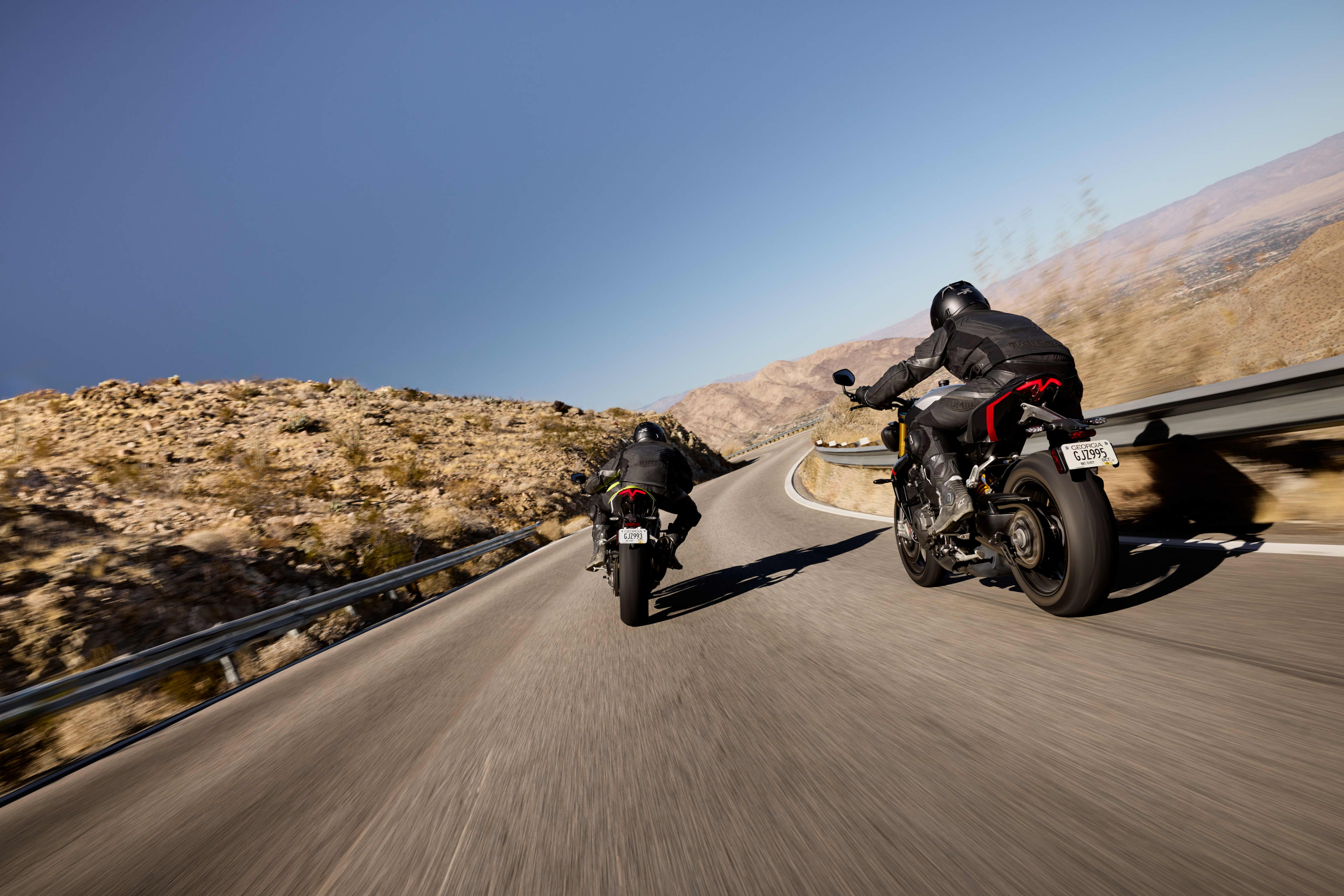 Rear riding shot on the Speed Triple 1200 RS