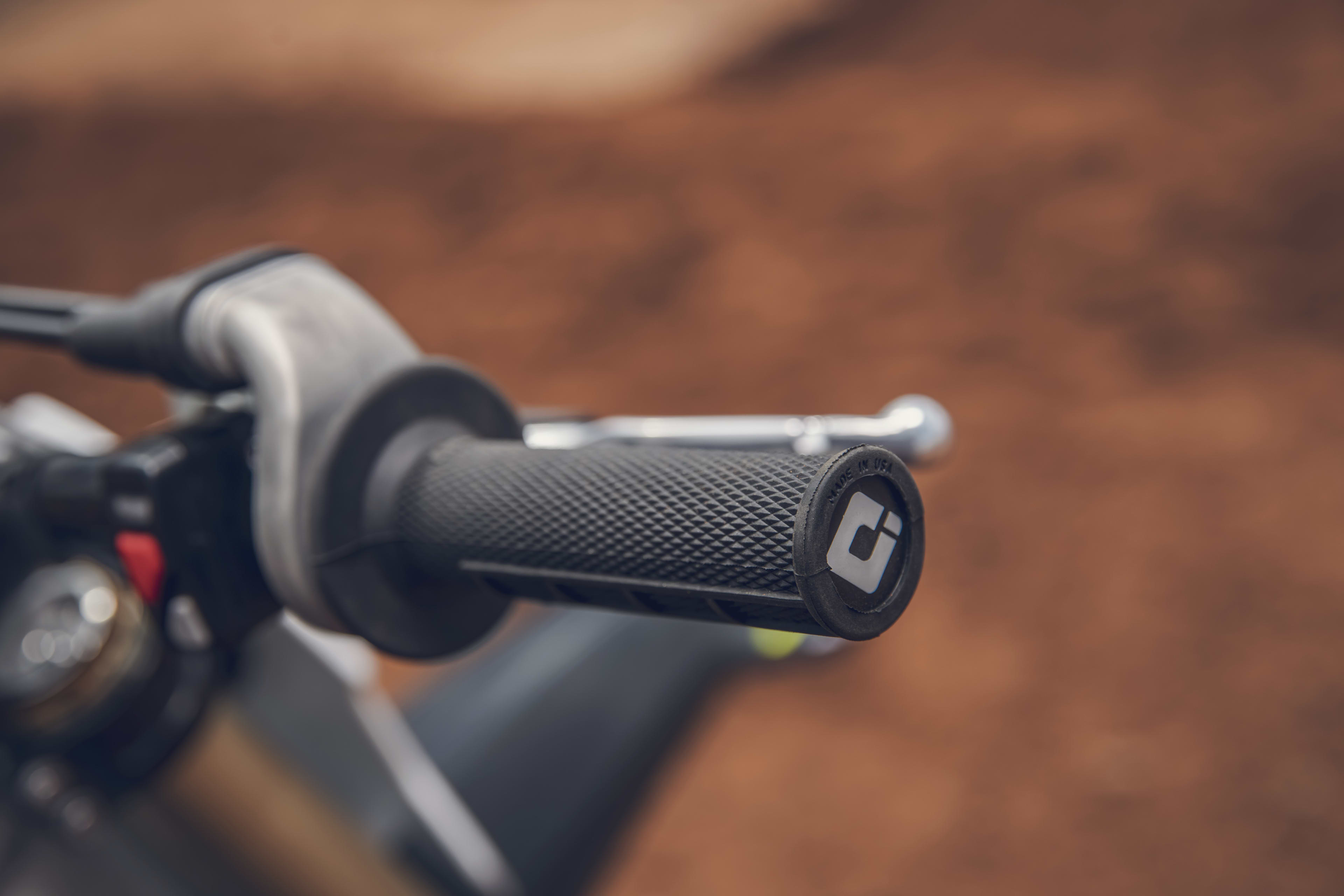 TF 450-X motorcycle with the ODI lock on grips close-up shot