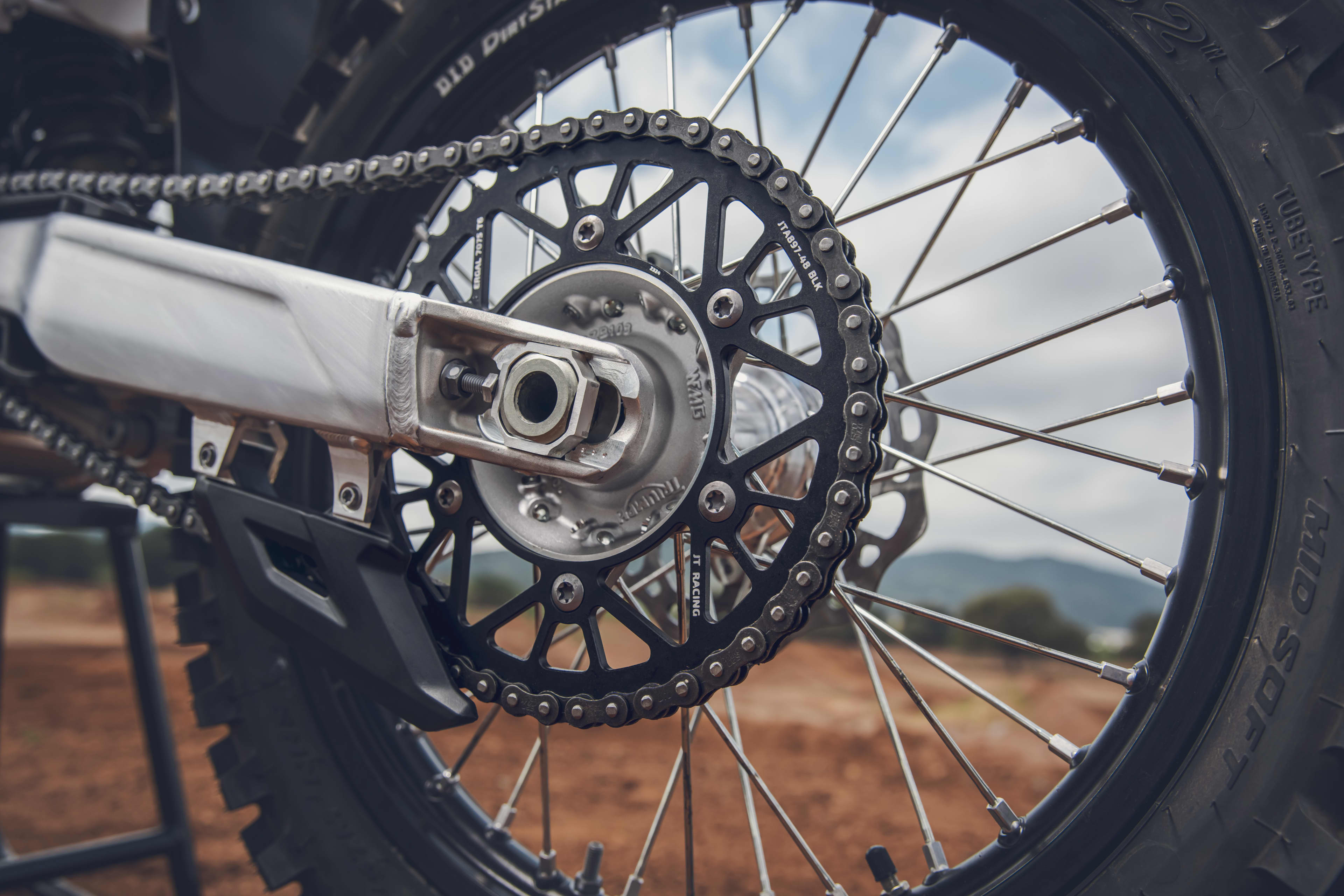 TF 450-X motorcycle close up shot of the sprockets