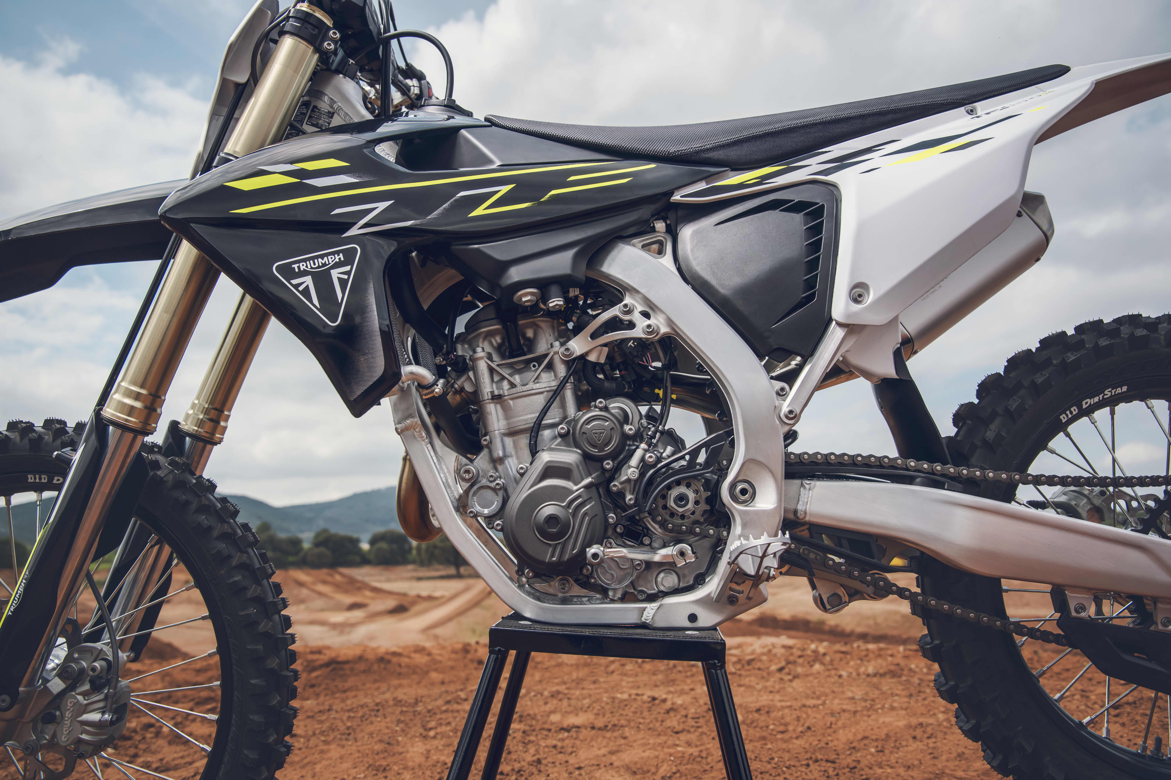 Triumph TF 450-X motorcycle on the stand