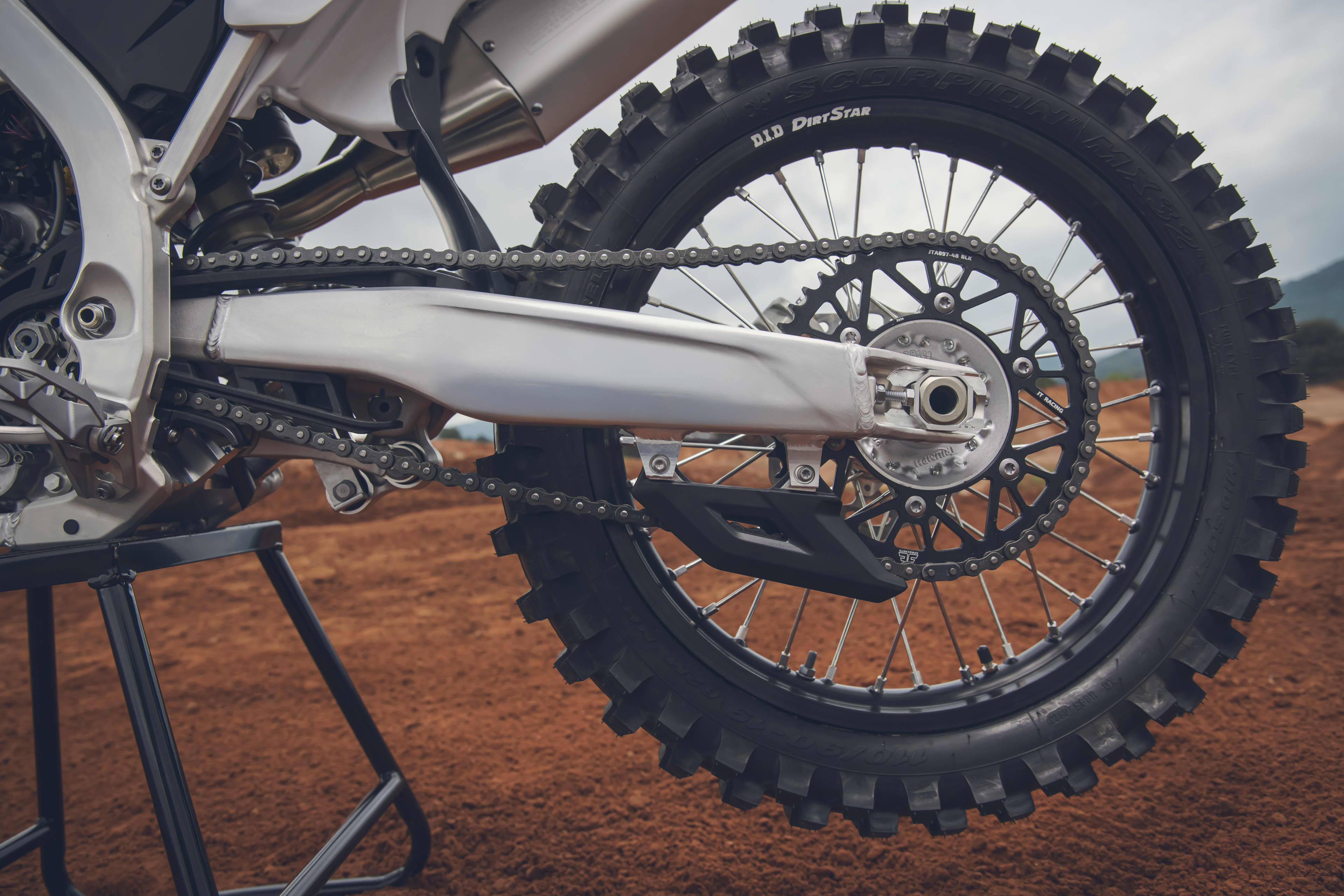Fabricated swingarm on a Triumph TF 250-X (MY26)