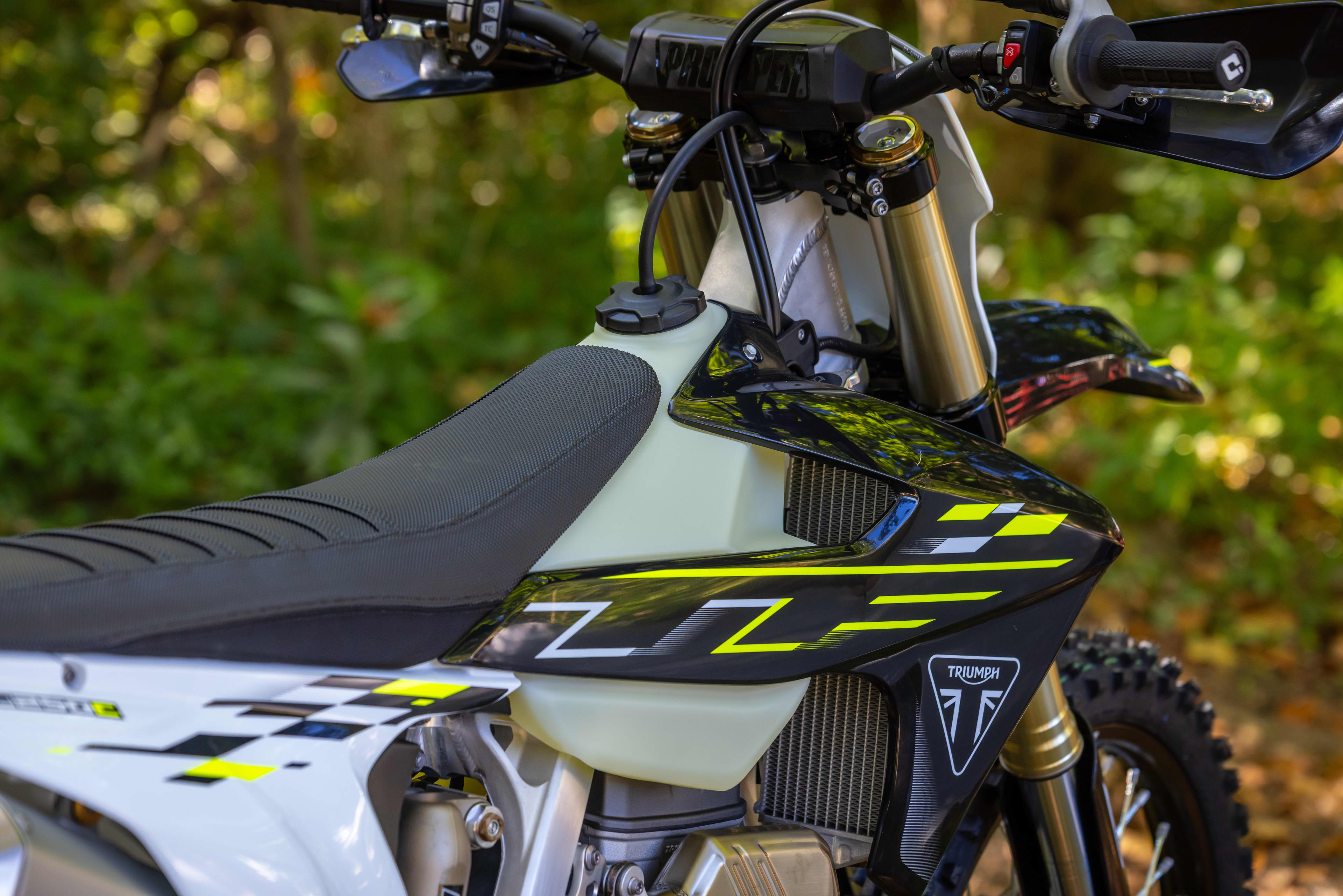 Triumph TF 250-C detail shot of ProTaper bars and ODI grips