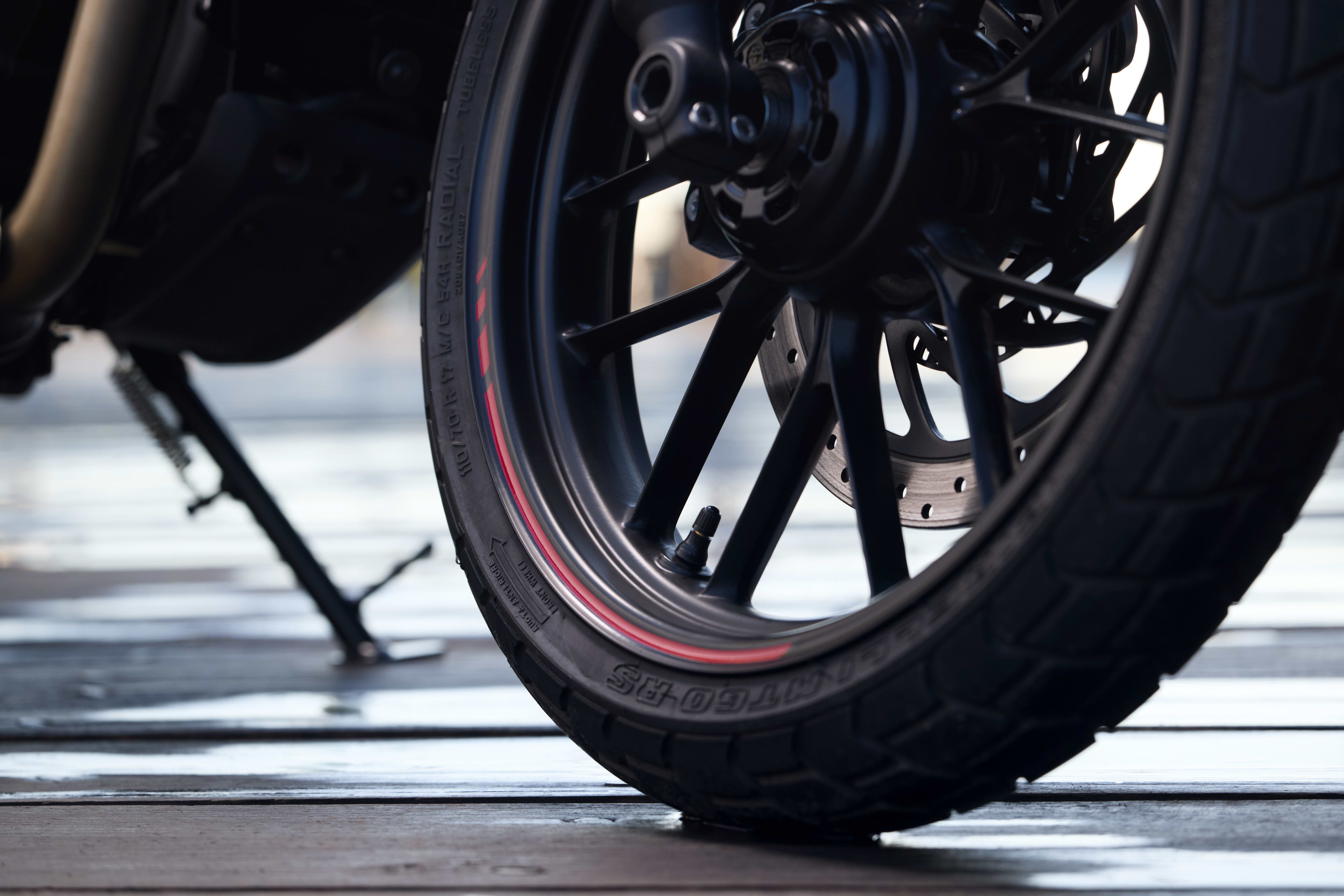 Close up of Tracker 400 wheel