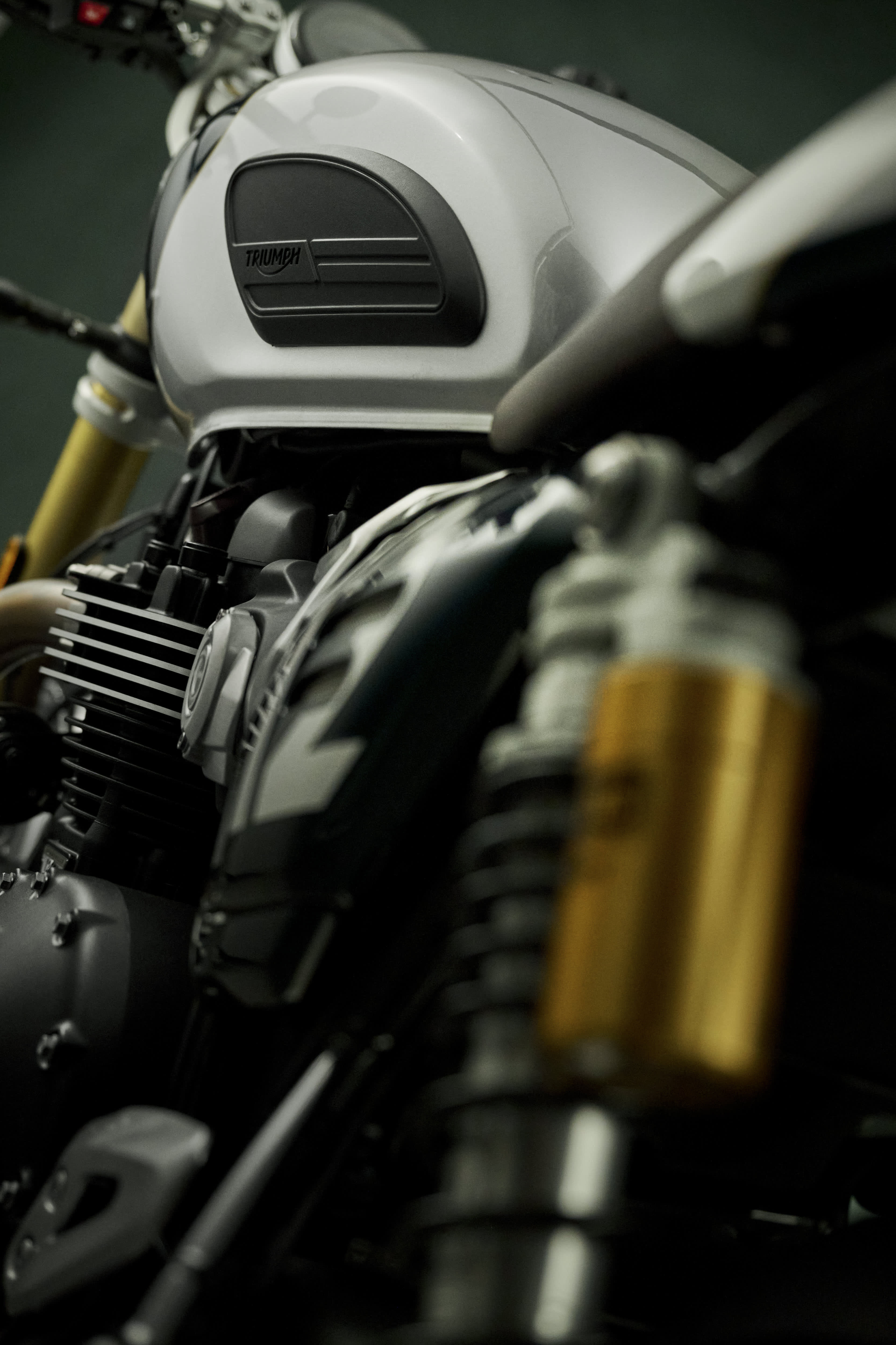 Triumph Classic Speed Twin Cafe Racer Edition in Aluminium silver / Competition green side view