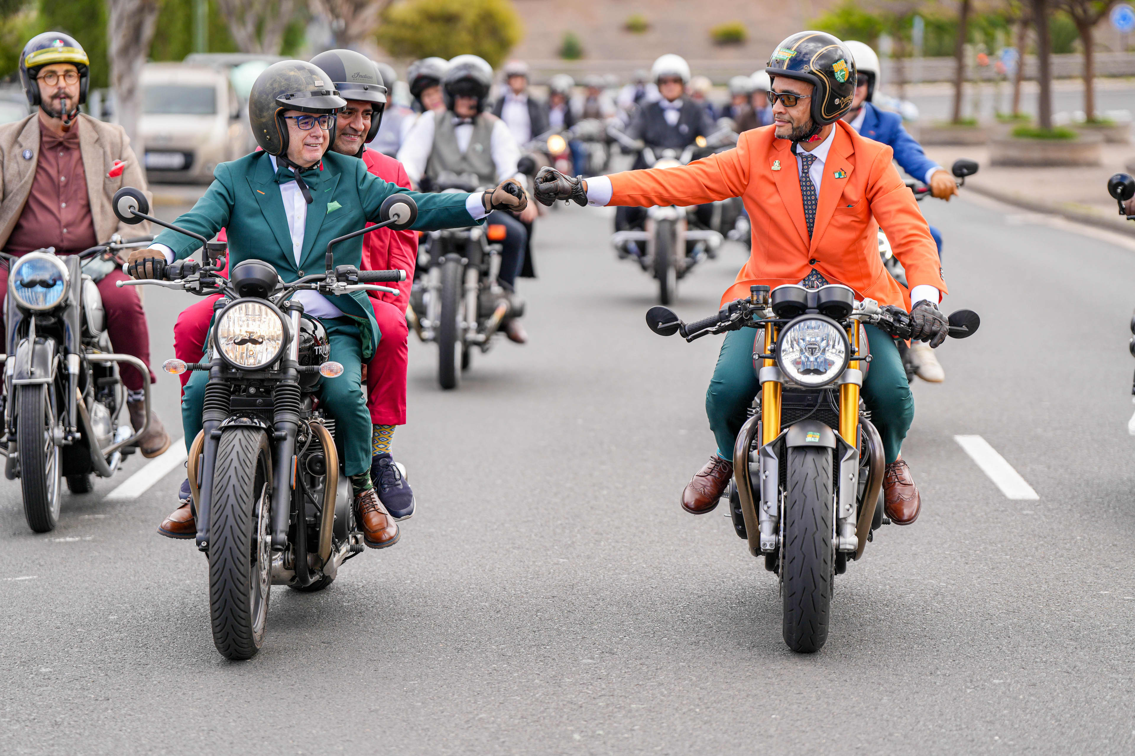 Riders on Triumph Motorcycles at Distinguished Gentlemen's Ride