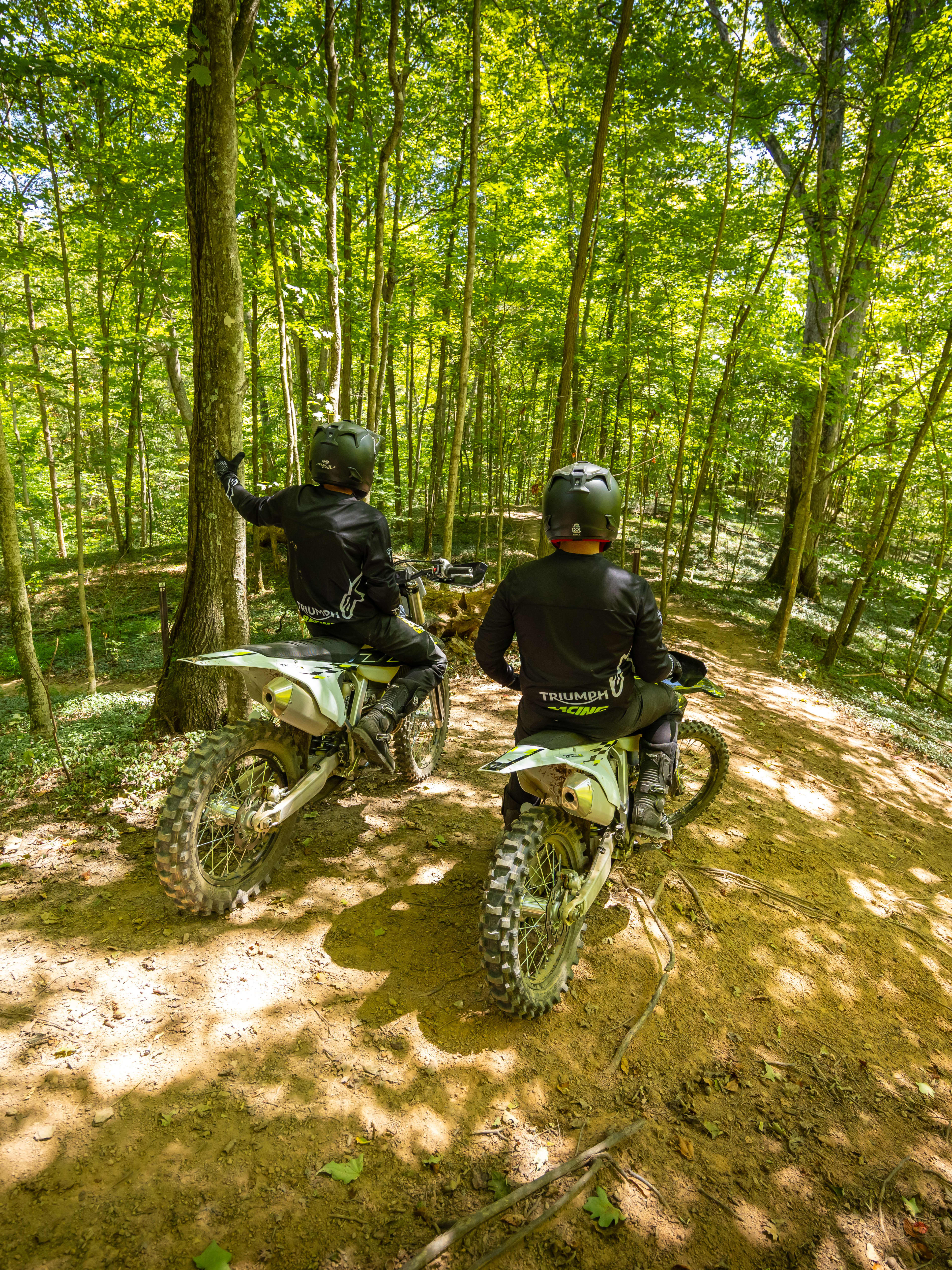 Two riders doing off roading on the Cross Country motorcycles