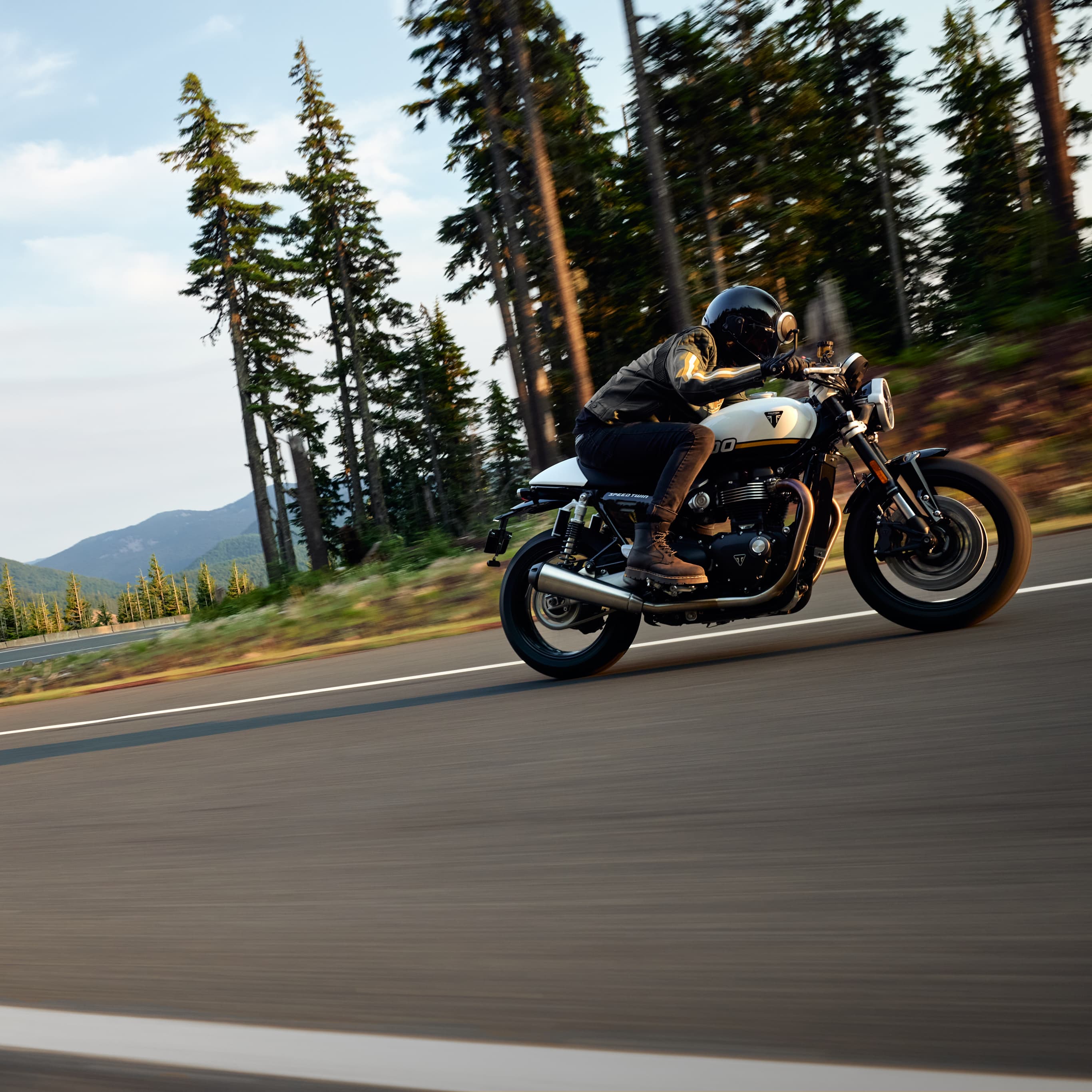 Performanțele sportive senzaționale sunt oferite de legendarul motor dublu Bonneville.
