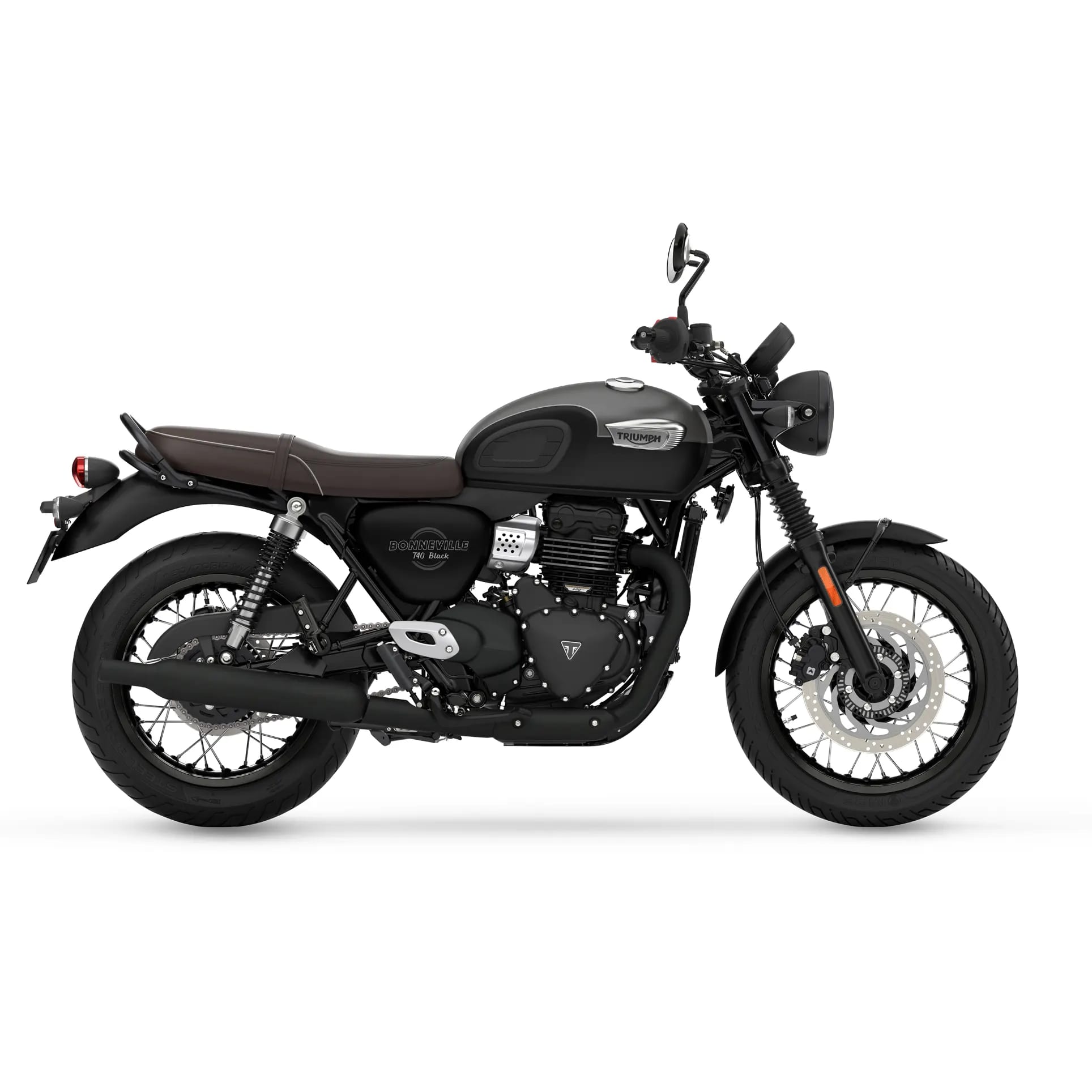 Gracias a su posición de conducción relajada y su cómodo asiento, la Bonneville T40 Black te permite disfrutar del viaje con tranquilidad y total confianza. La ergonomía es la clave de la facilidad de conducción de la Bonneville T40. La posición de conducción es vertical, con el manillar y las estriberas en una posición cómoda. Esta posición de conducción neutra e intuitiva reduce la fatiga y mejora el control para que disfrutes al máximo de la experiencia de conducción agradable y sin esfuerzo que define el nombre Bonneville.