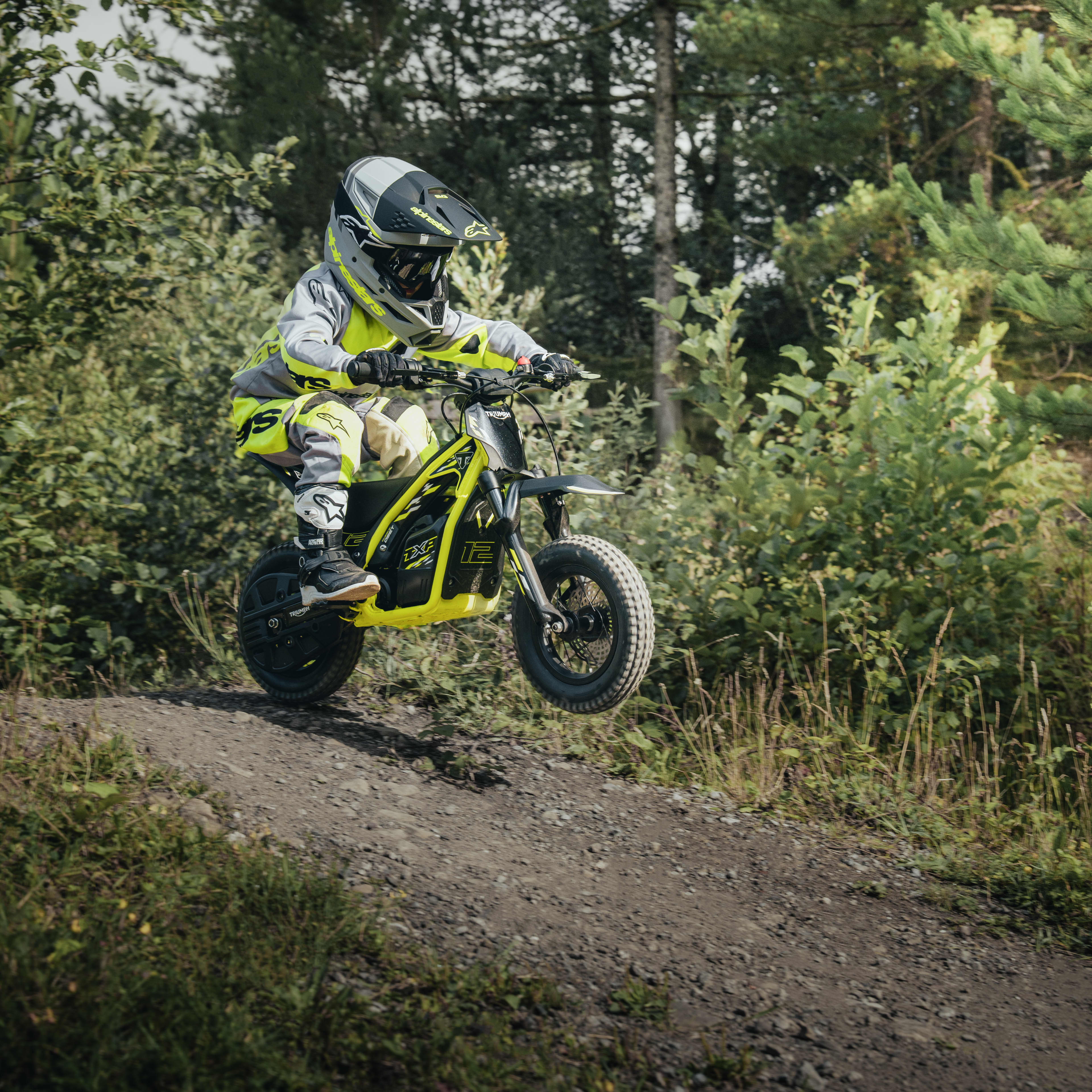 Frame geometry, lightweight components, and scaled suspension make the TXP-12 easy to control, responsive to input, and fun to ride.