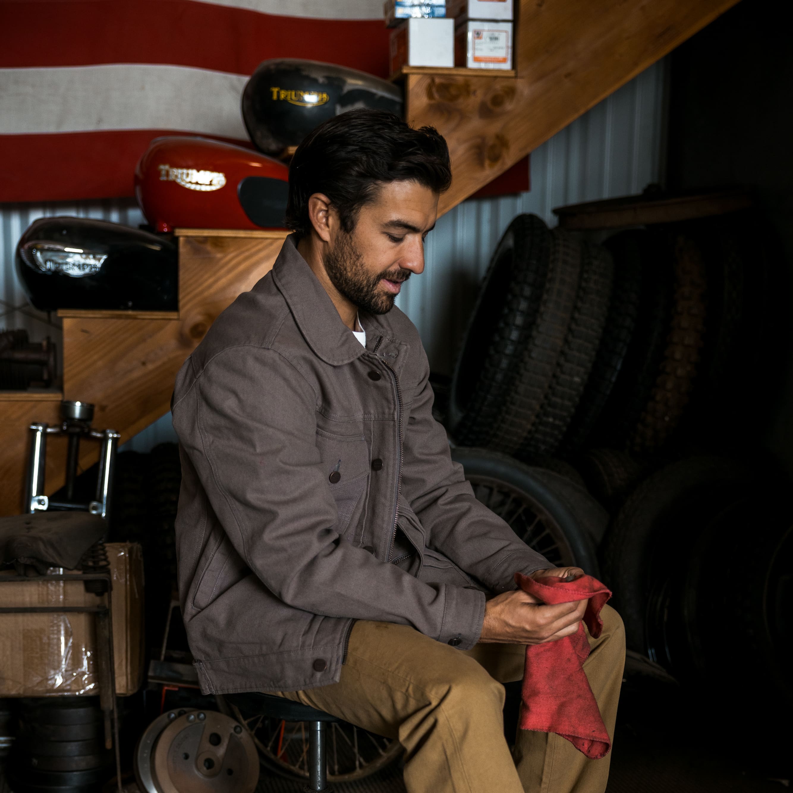 Man wearing a Triumph Heritage Jacket
