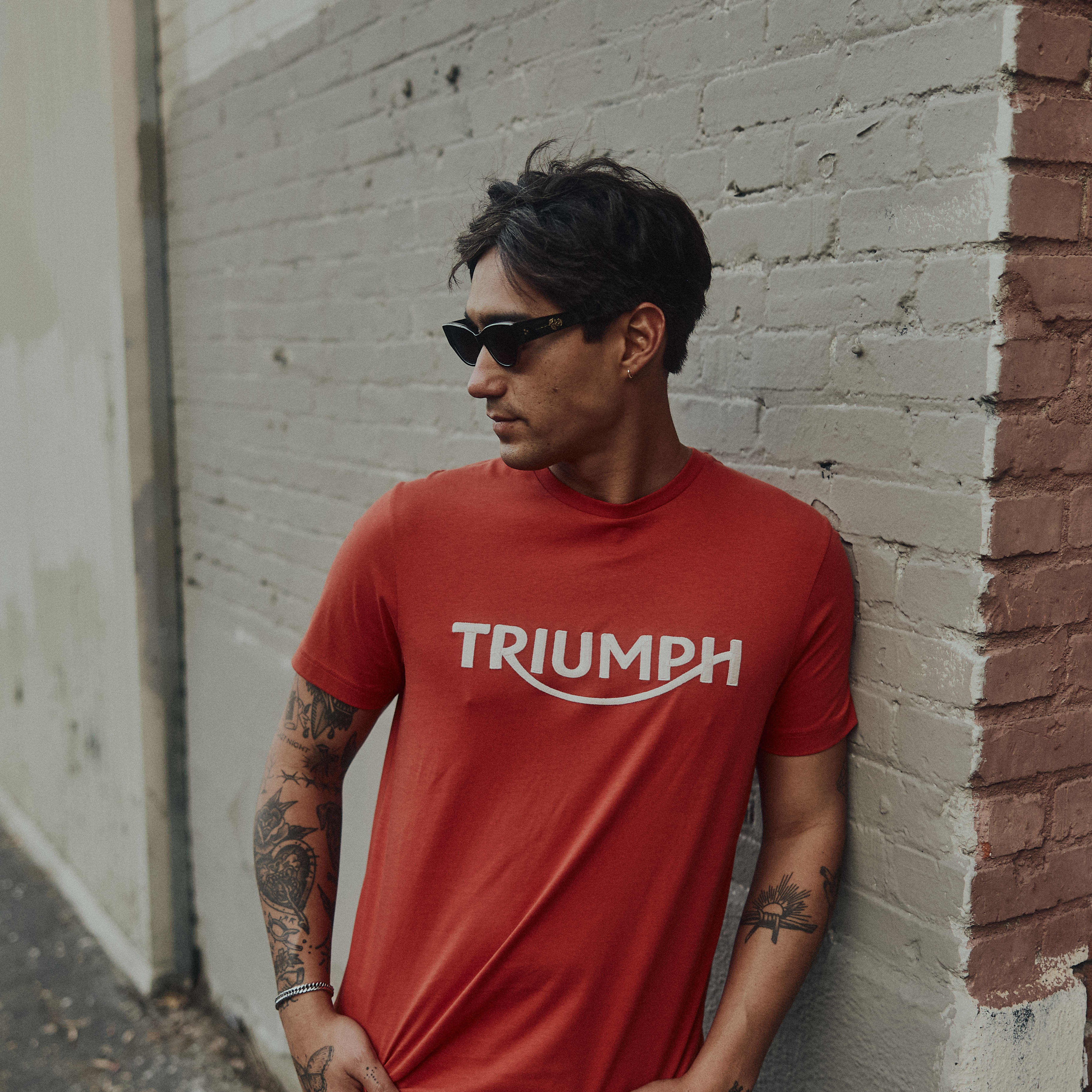 Man wearing Triumph Motorcycles T-Shirt