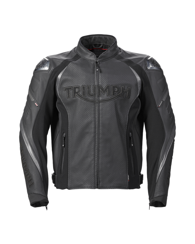Blouson en cuir perforé Triple