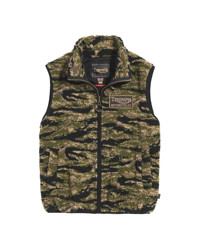 Sykes Weste aus hochflorigem Fleece in Tiger Camo
