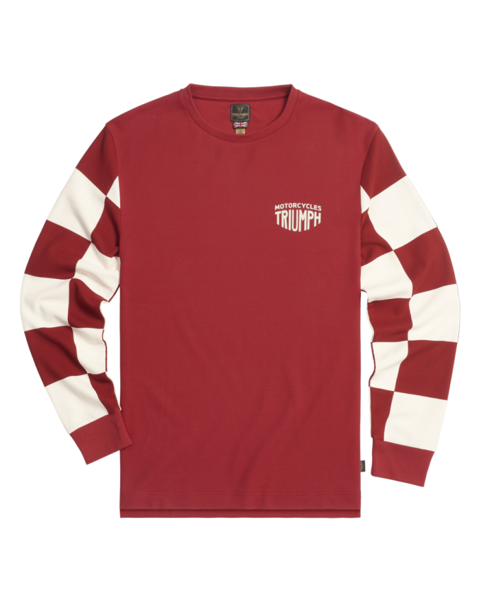 T-shirt nid d’abeilles et damiers à manches longues Harker