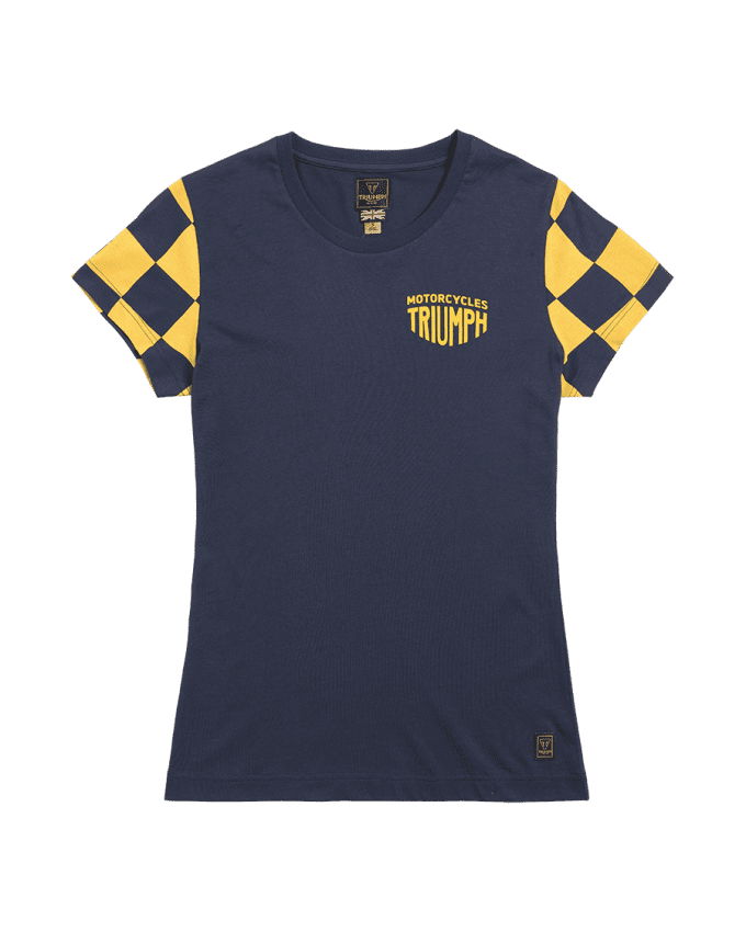 Marie Womens Checkerboard Sleeve Tee