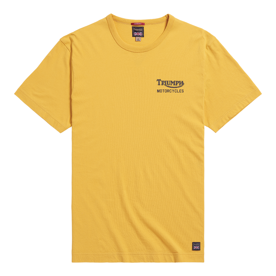 Adcote Back Print Graphic T-shirt in Old Gold | Triumph Heritage